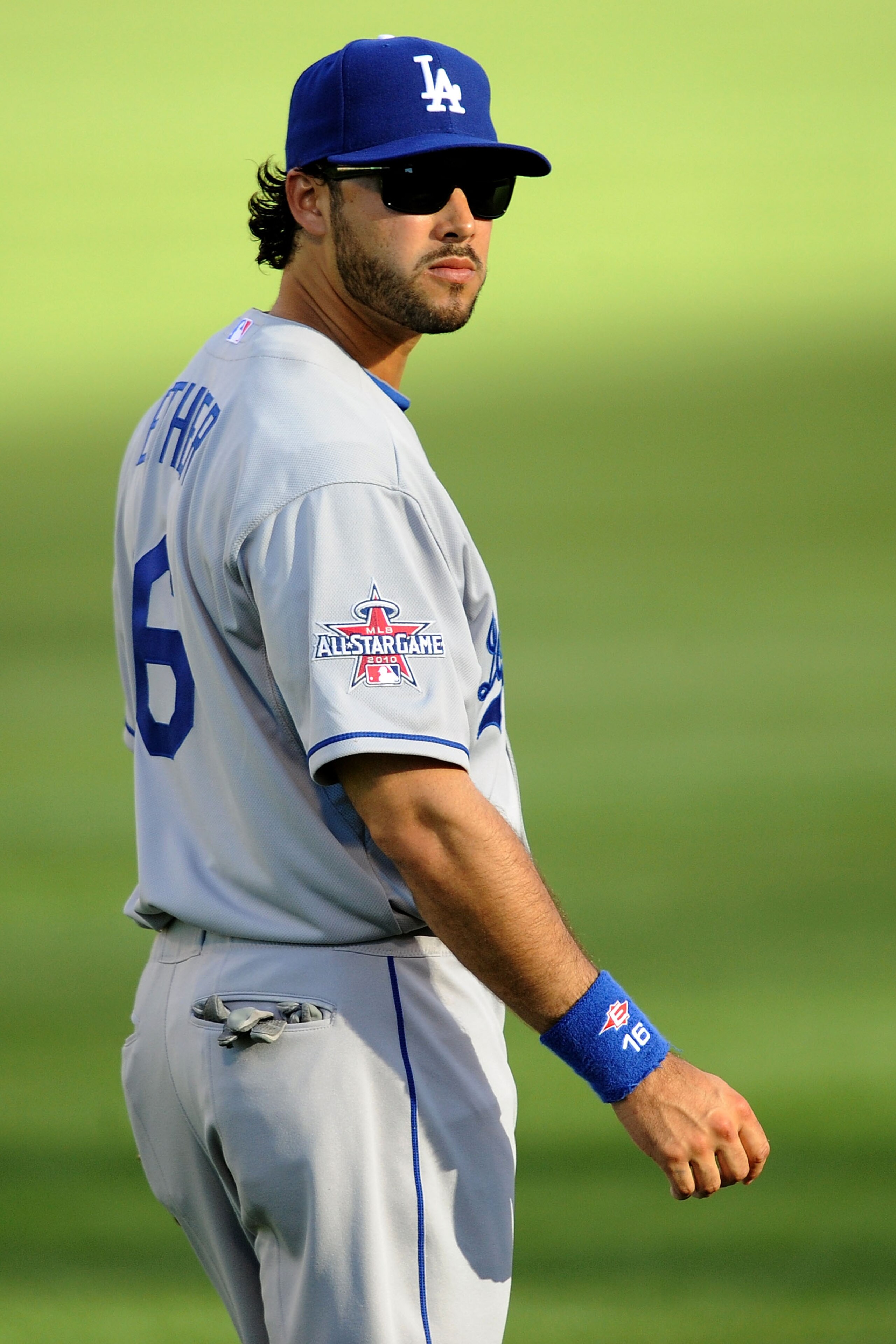 ANAHEIM, CA - JULY 13:  National League All-Star Andre Ethier #16 of the Los Angeles Dodgers looks back during the 81st MLB All-Star Game at Angel Stadium of Anaheim on July 13, 2010 in Anaheim, California.  (Photo by Lisa Blumenfeld/Getty Images)