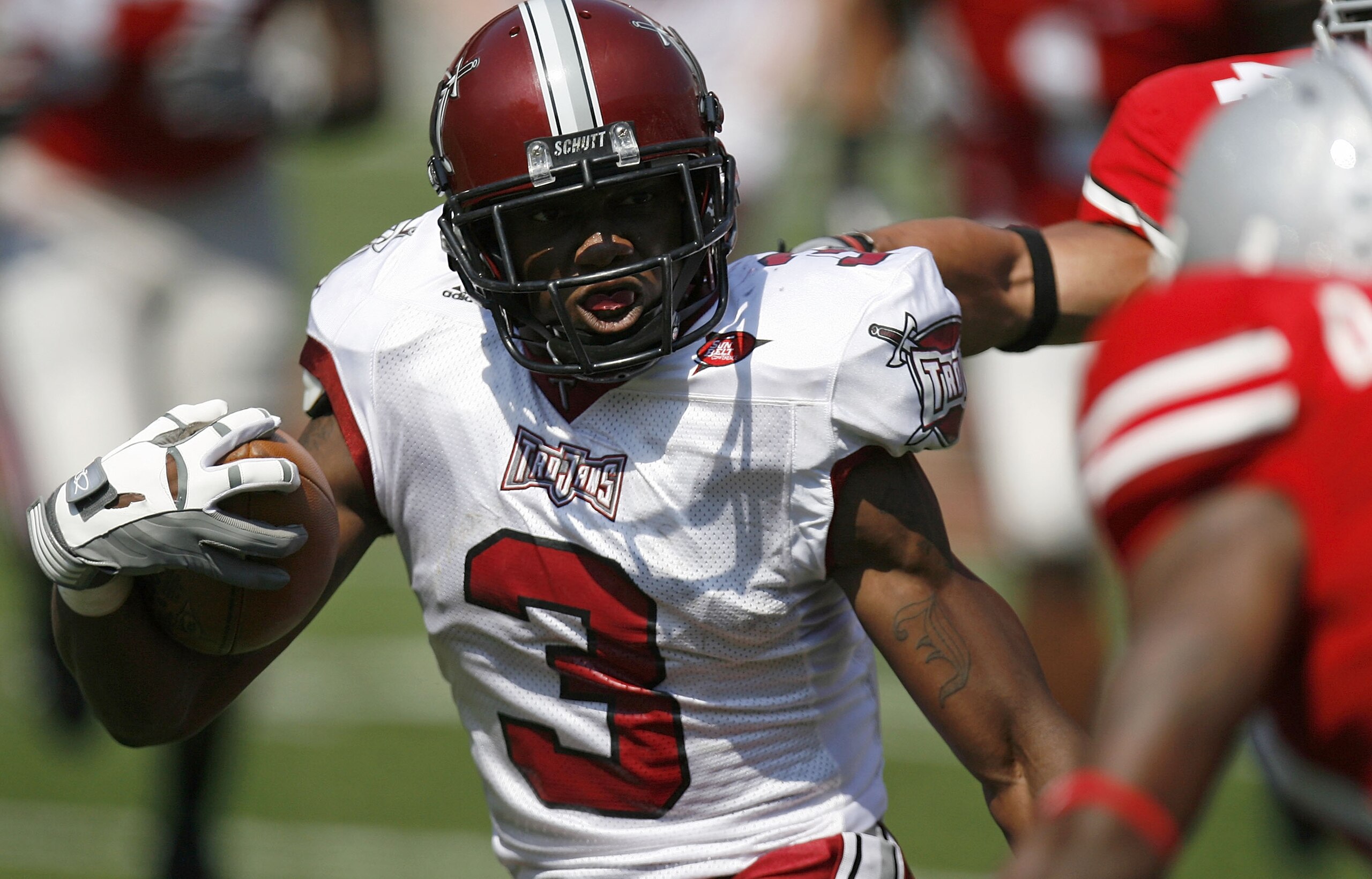 COLUMBUS, OH - SEPTEMBER 20: Jerrel Jernigan #3 of the Troy Trojans gets loose for a second quarter touchdown against the Ohio State Buckeyes on September 20, 2008 at Ohio Stadium in Columbus, Ohio. (Photo by Gregory Shamus/Getty Images) COLUMBUS, OH - SEPTEMBER 20: Jerrel Jernigan #3 of the Troy Trojans gets loose for a second quarter touchdown against the Ohio State Buckeyes on September 20, 2008 at Ohio Stadium in Columbus, Ohio. (Photo by Gregory Shamus/Getty Images)