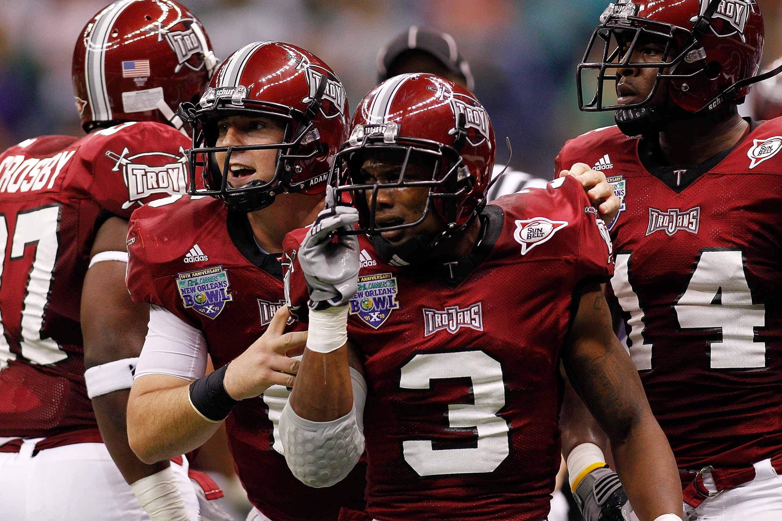 NEW ORLEANS, LA - DECEMBER 18:  Quarterback Corey Robinson #6 of the Troy University Trojans celebrates after throwing a touchdown pass during the game against the Ohio University Bobcats during the R&L Carriers New Orleans Bowl at the Louisiana Superdome