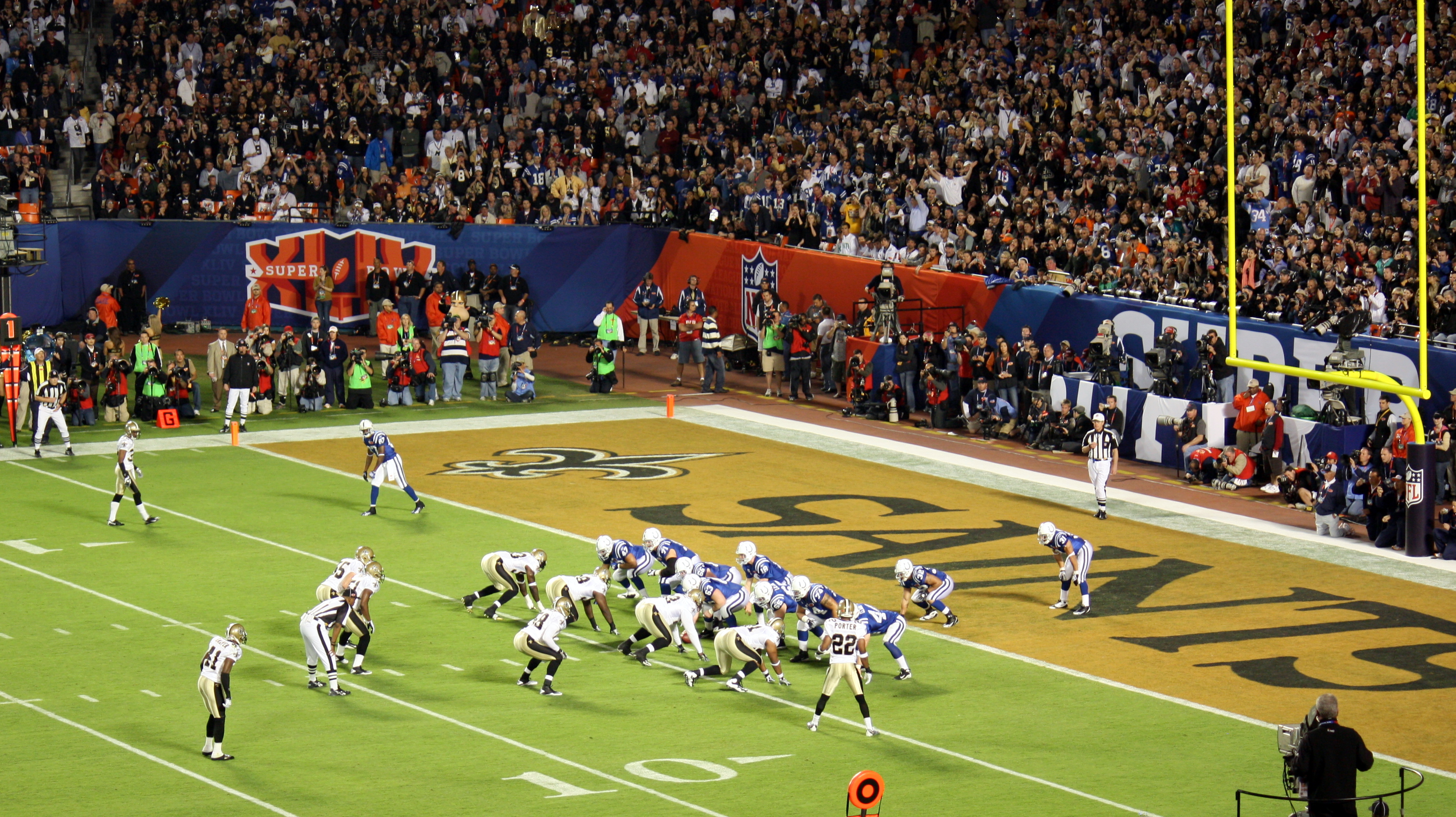 New Orleans Saints quarter back Drew Brees hugs running back Reggie Bush as  the Saints defeat the Indianapolis Colts in Super Bowl XLIV at Sun Life  Stadium in Miami on February 7