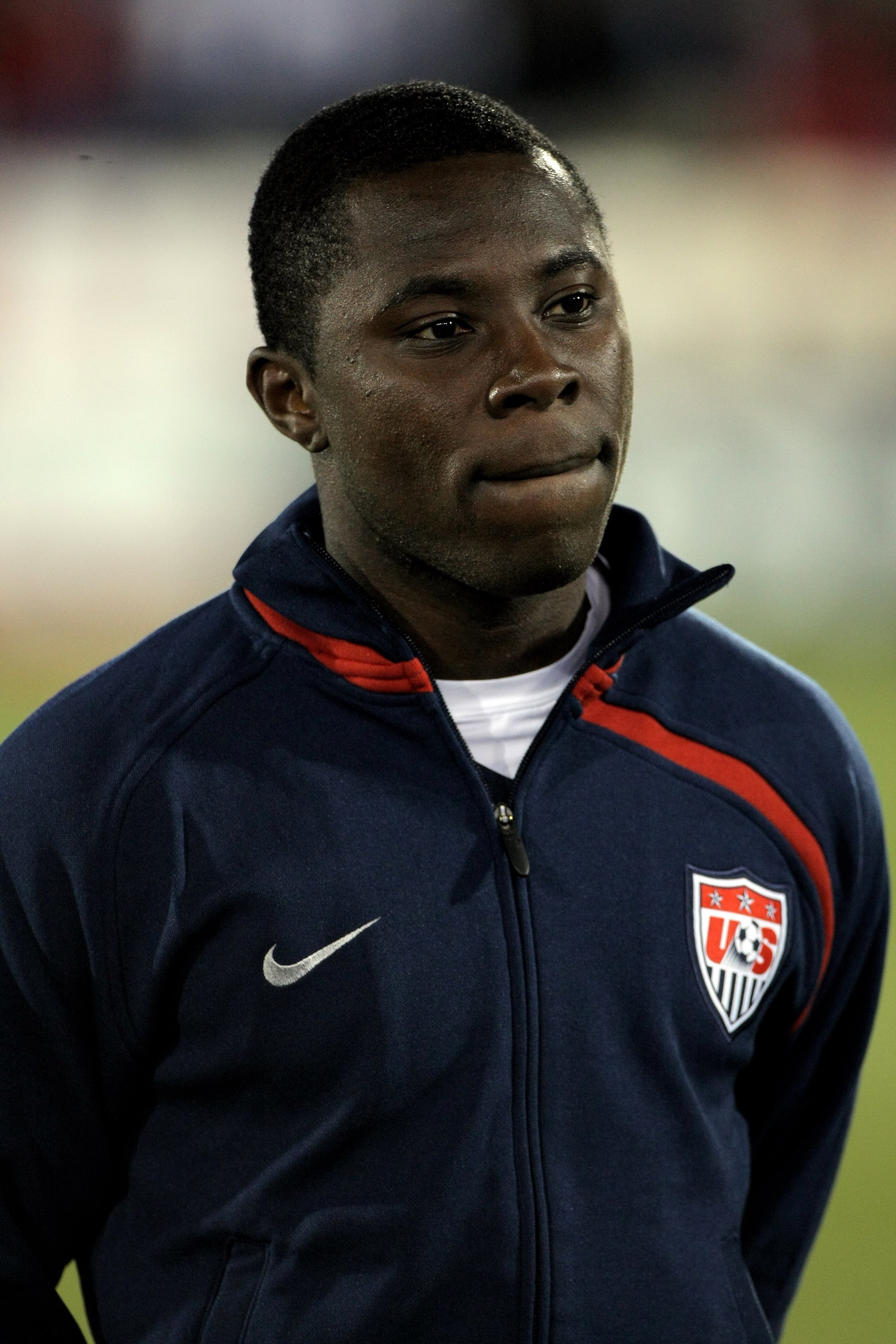 COMMERCE CITY, CO - NOVEMBER 19:  Freddy Adu #10 of the USA takes the field for player introductions prior to facing Guatemala during their semifinal round FIFA World Cup qualifier match at Dick's Sporting Goods Park on November 19, 2008 in Commerce City,