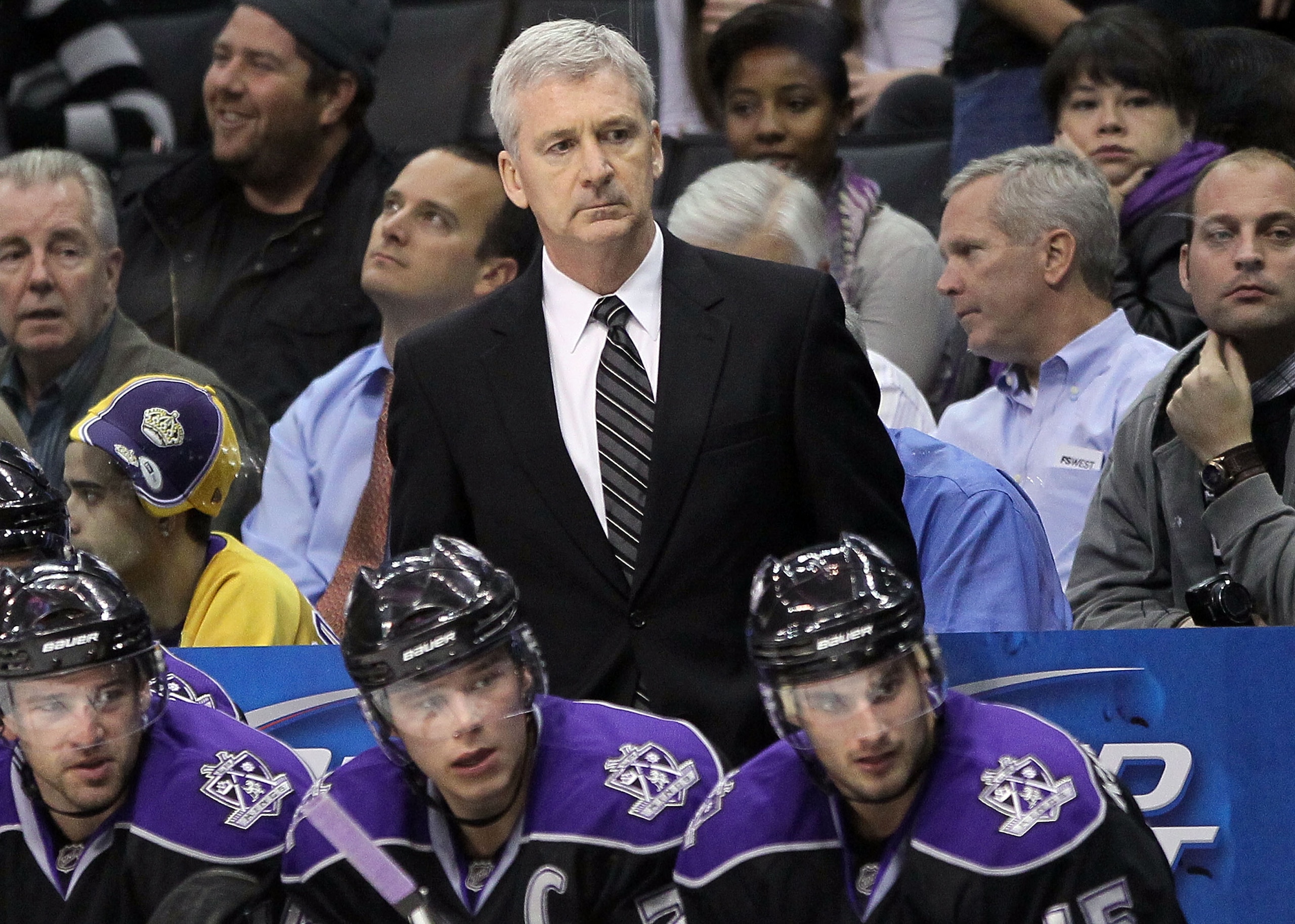 LOS ANGELES, CA - OCTOBER 20:  Head coach Terry Murray of the Los Angeles Kings watches the game against the Carolina Hurricanes at Staples Center on October 20, 2010 in Los Angeles, California. The Kings defeated the Hurricanes 4-3.  (Photo by Jeff Gross