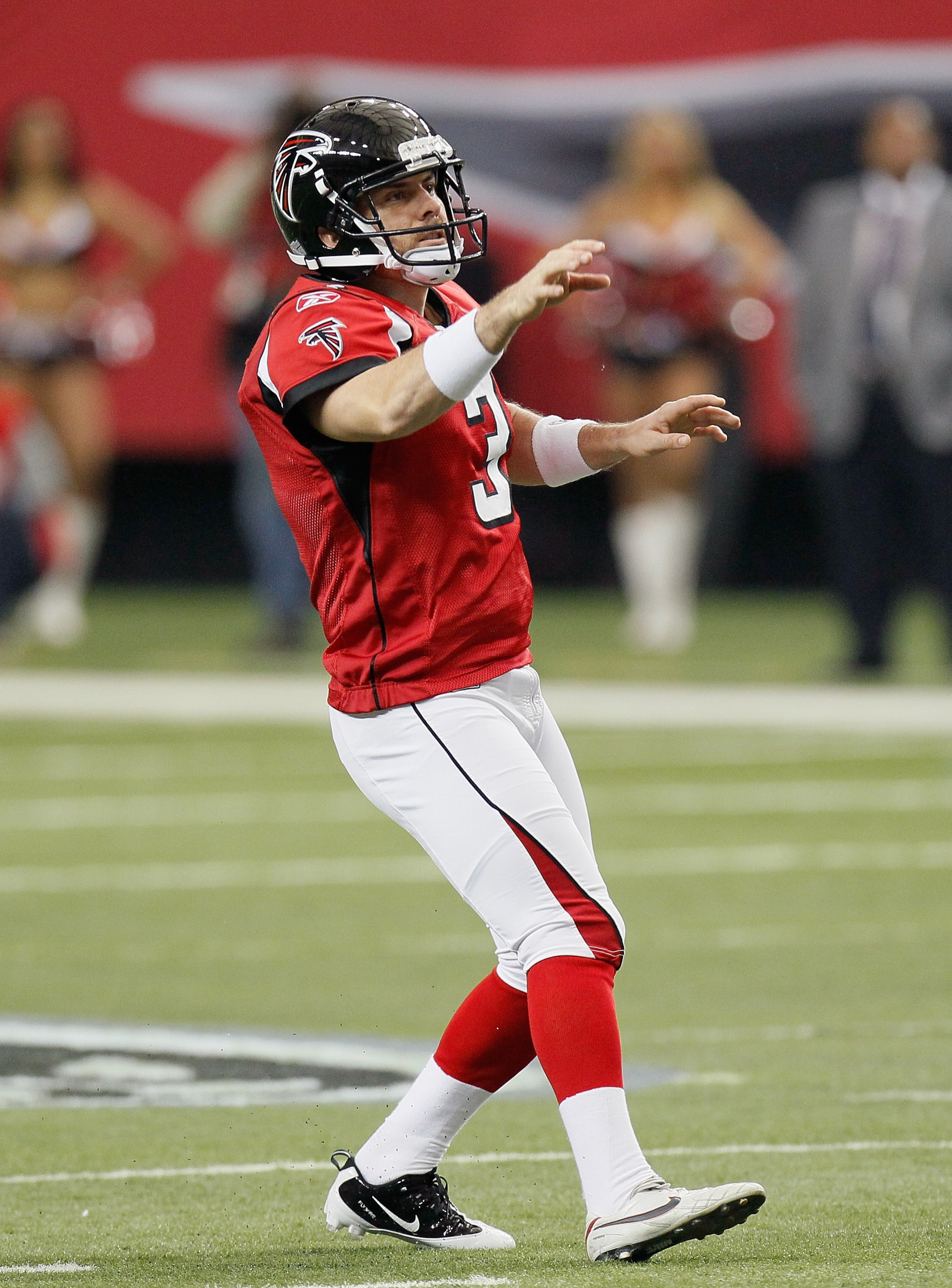 ATLANTA, GA - JANUARY 02:  Matt Bryant #3 of the Atlanta Falcons against the Carolina Panthers at Georgia Dome on January 2, 2011 in Atlanta, Georgia.  (Photo by Kevin C. Cox/Getty Images)
