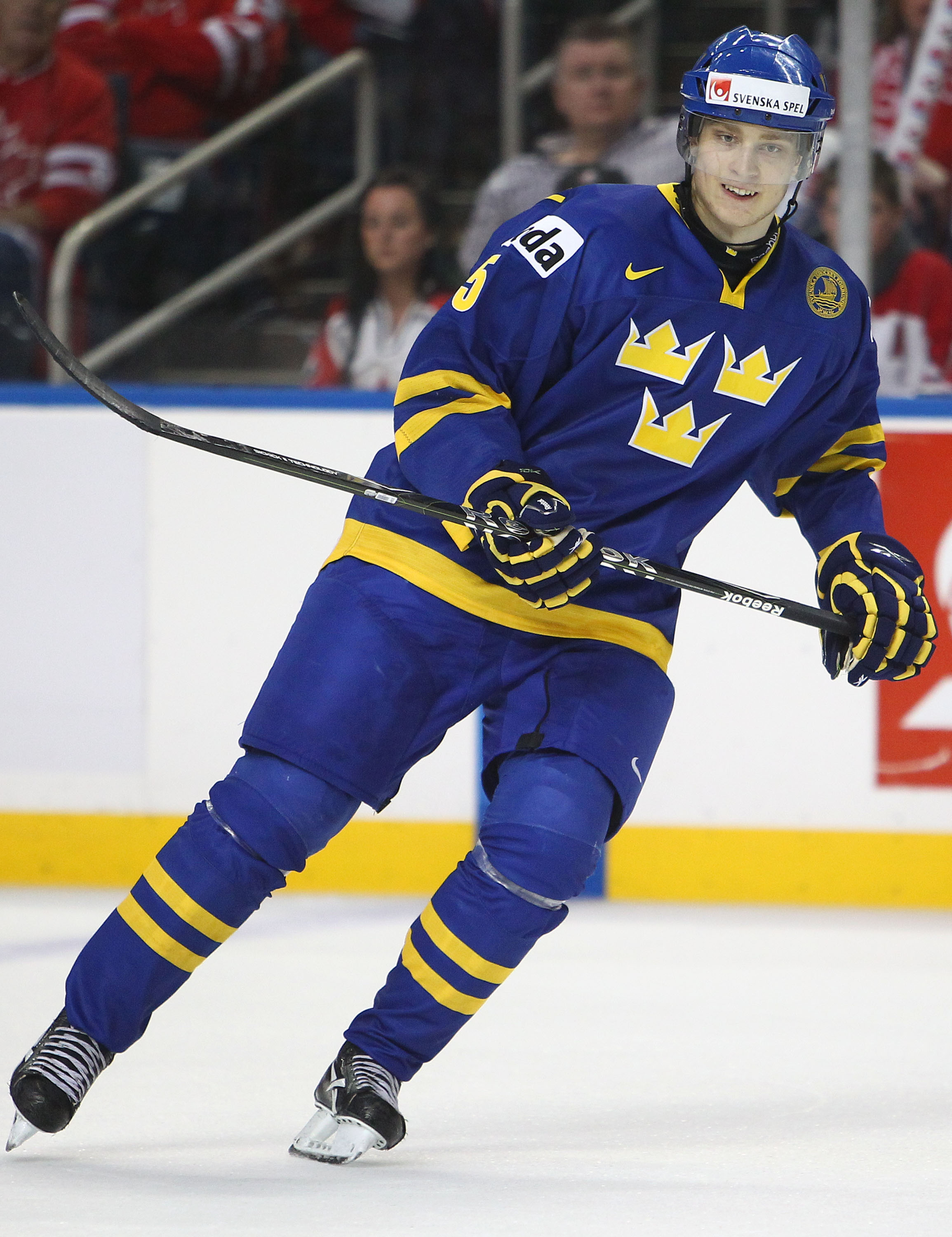 BUFFALO, NY - DECEMBER 31: Defenseman Adam Larsson #5 of Sweden during the 2011 IIHF World U20 Championship game between Canada and Sweden on December 31, 2010 at HSBC Arena in Buffalo, New York. (Photo by Tom Szczerbowski/Getty Images)