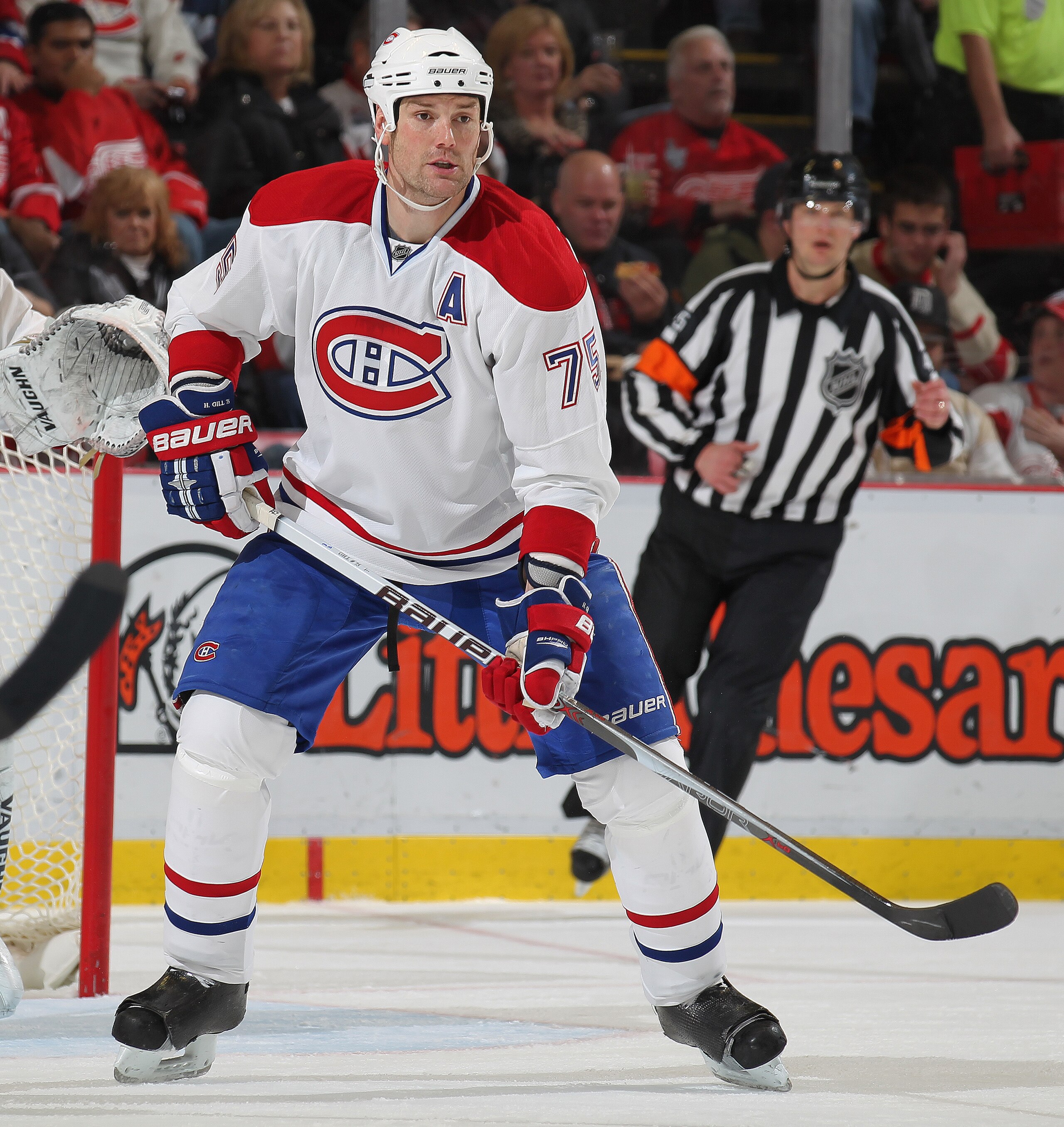 DETROIT, MI - DECEMBER 10:  Hal Gill #75 of the Montreal Canadiens against the Detroit Red Wings at the Joe Louis Arena on December 10, 2010 in Detroit, Michigan. The Wings defeated the Canadiens 4-2. (Photo by Claus Andersen/Getty Images)