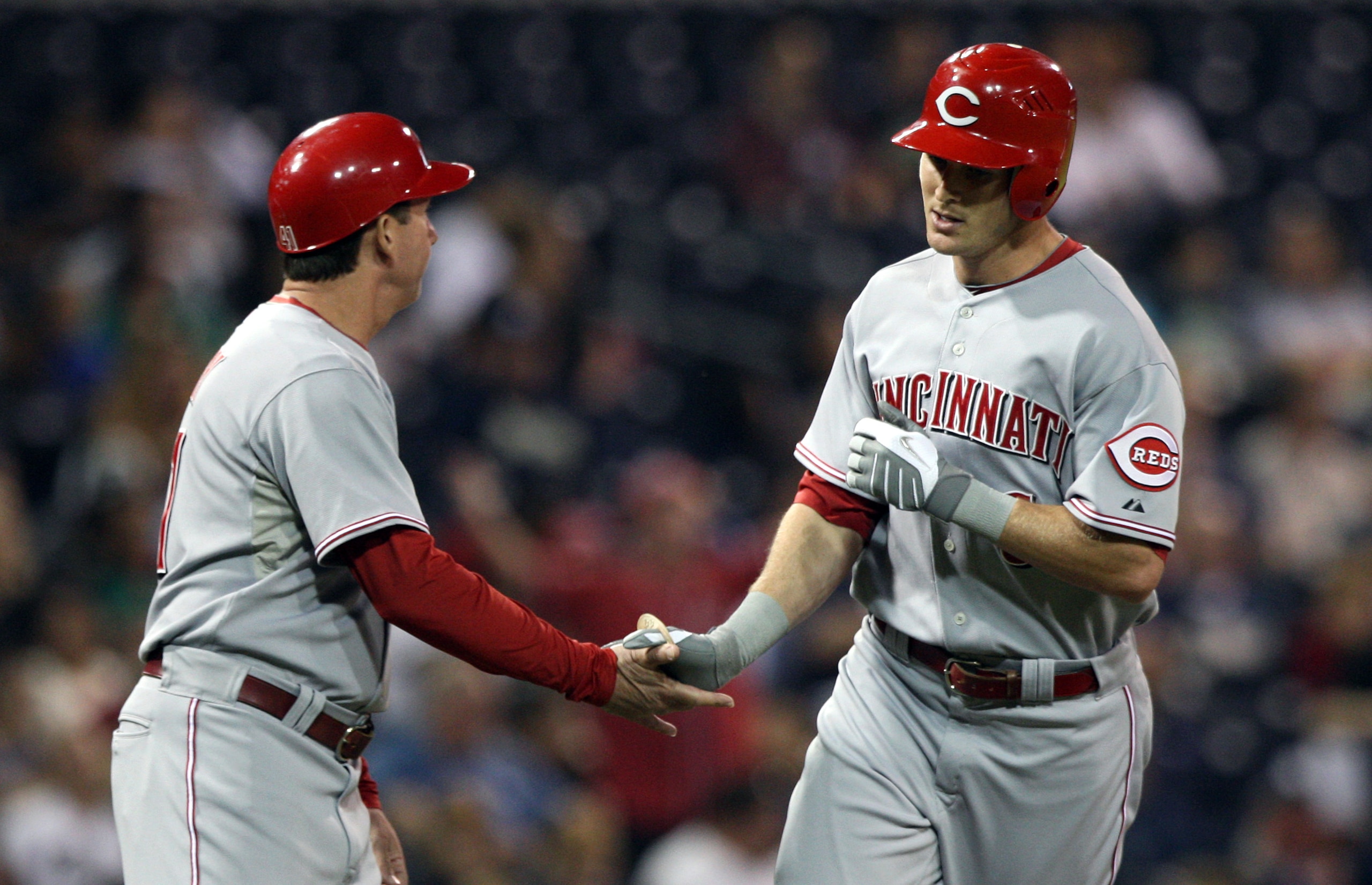 SAN DIEGO, CA - SEPTEMBER 24:  Drew Stubbs #6 of the Cincinnati Reds rounds third base after his solo homerun against the San Diego Padres during the second inning of their MLB game on September 24, 2010 at PETCO Park in San Diego, California. (Photo by D