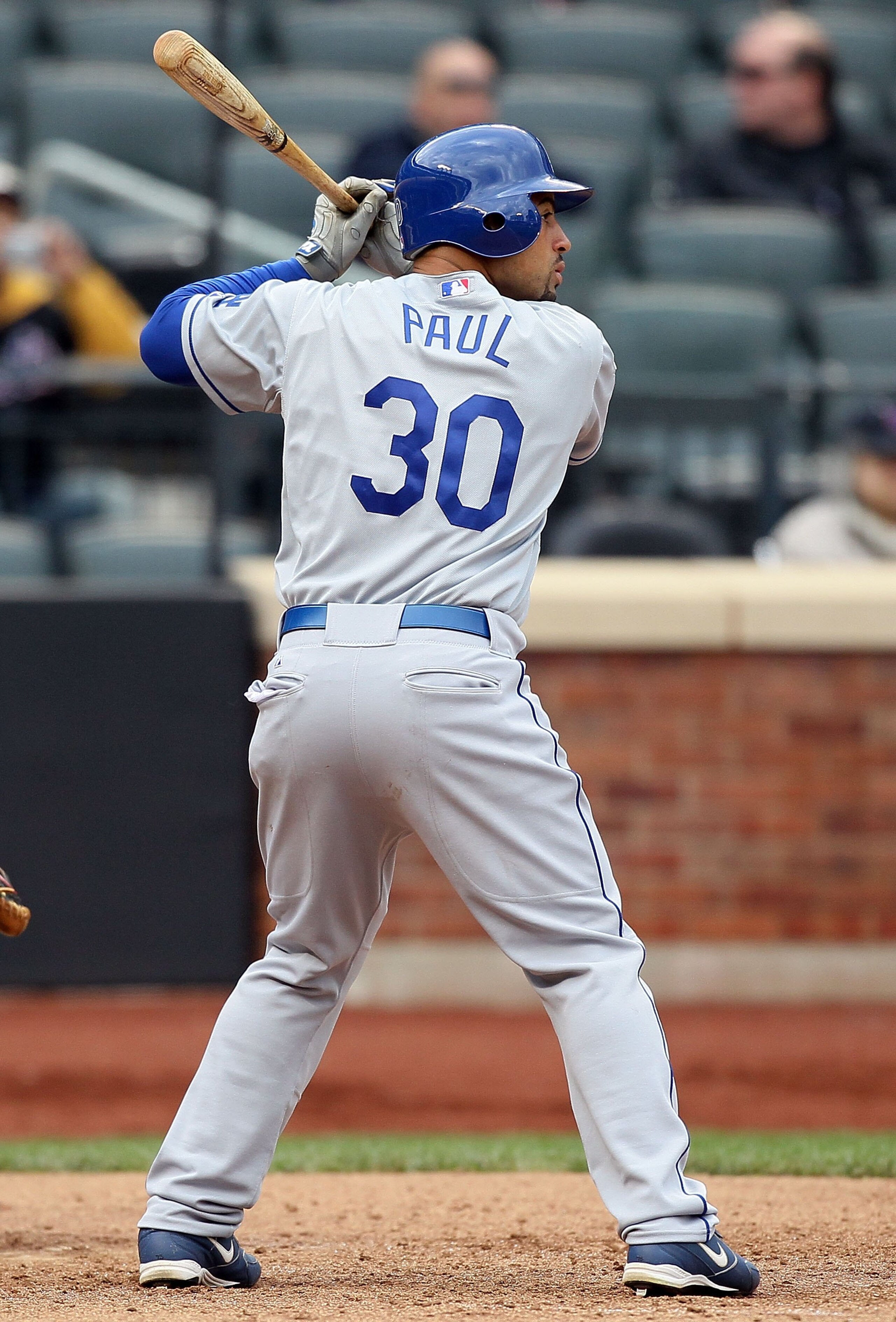NEW YORK - APRIL 28:  Xavier Paul #30 of the Los Angeles Dodgers bats against the New York Mets on April 28, 2010 at Citi Field in the Flushing neighborhood of the Queens borough of New York City.  (Photo by Jim McIsaac/Getty Images)