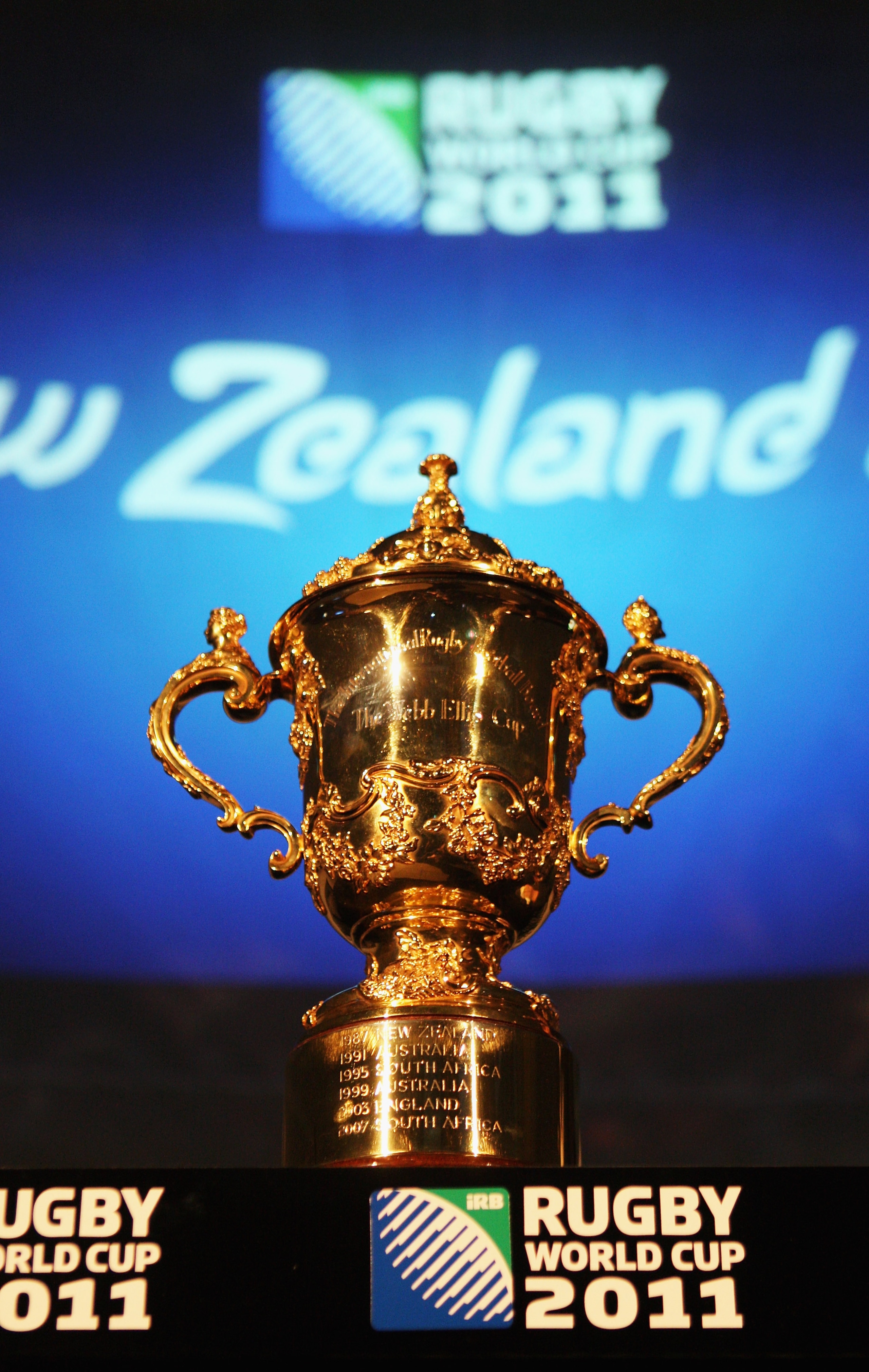 LONDON - DECEMBER 01:  The William Webb Ellis Trophy pictured prior to the IRB Rugby World Cup 2011 Pool Allocation Draw at Tower Bridge on December 1, 2008 in London, England.  (Photo by David Rogers/Getty Images)