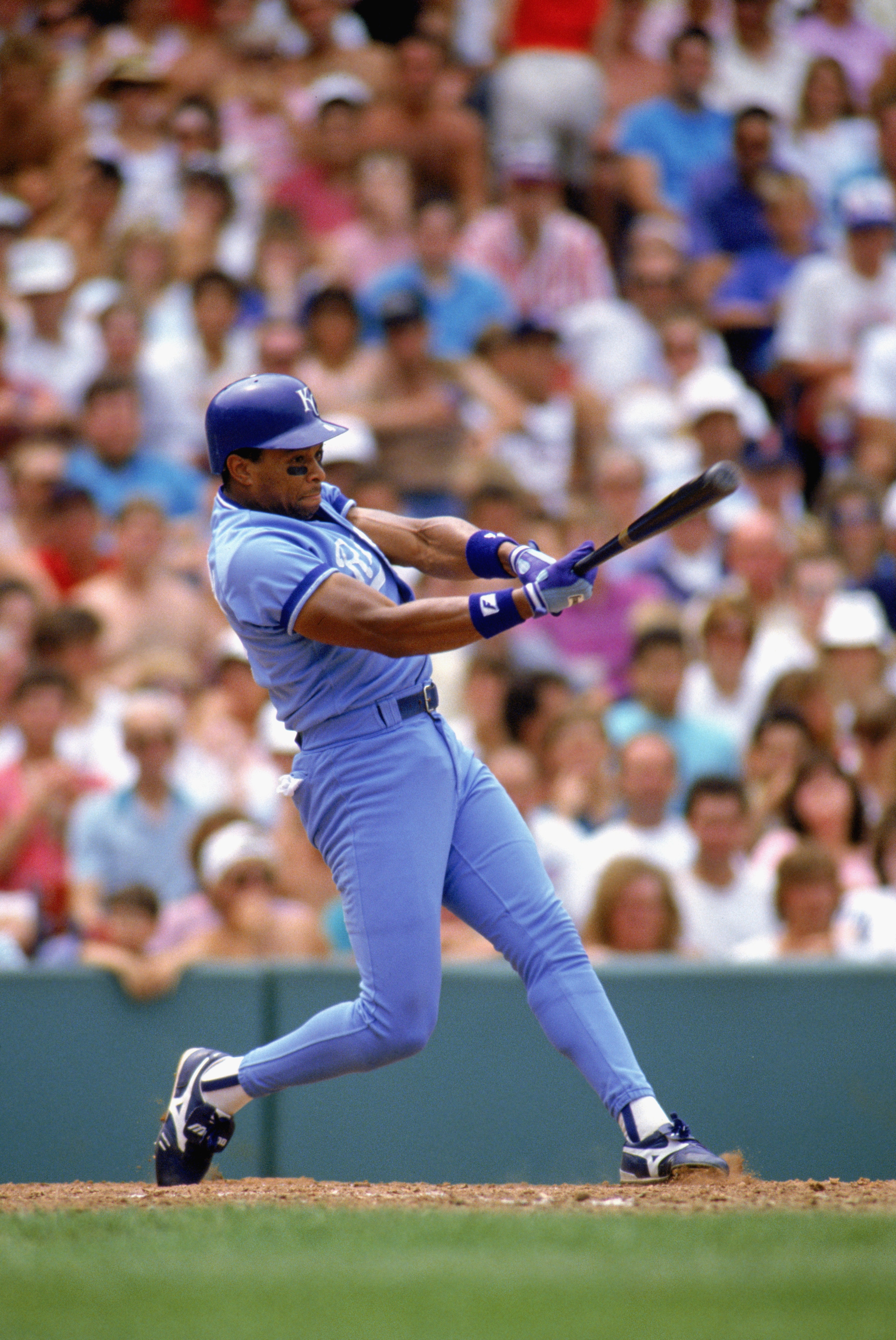 1990:  Danny Tartabull of the Kansas City Royals swings at the pitch during a MLB game in the 1990 season. (Photo by: Otto Greule Jr/Getty Images)