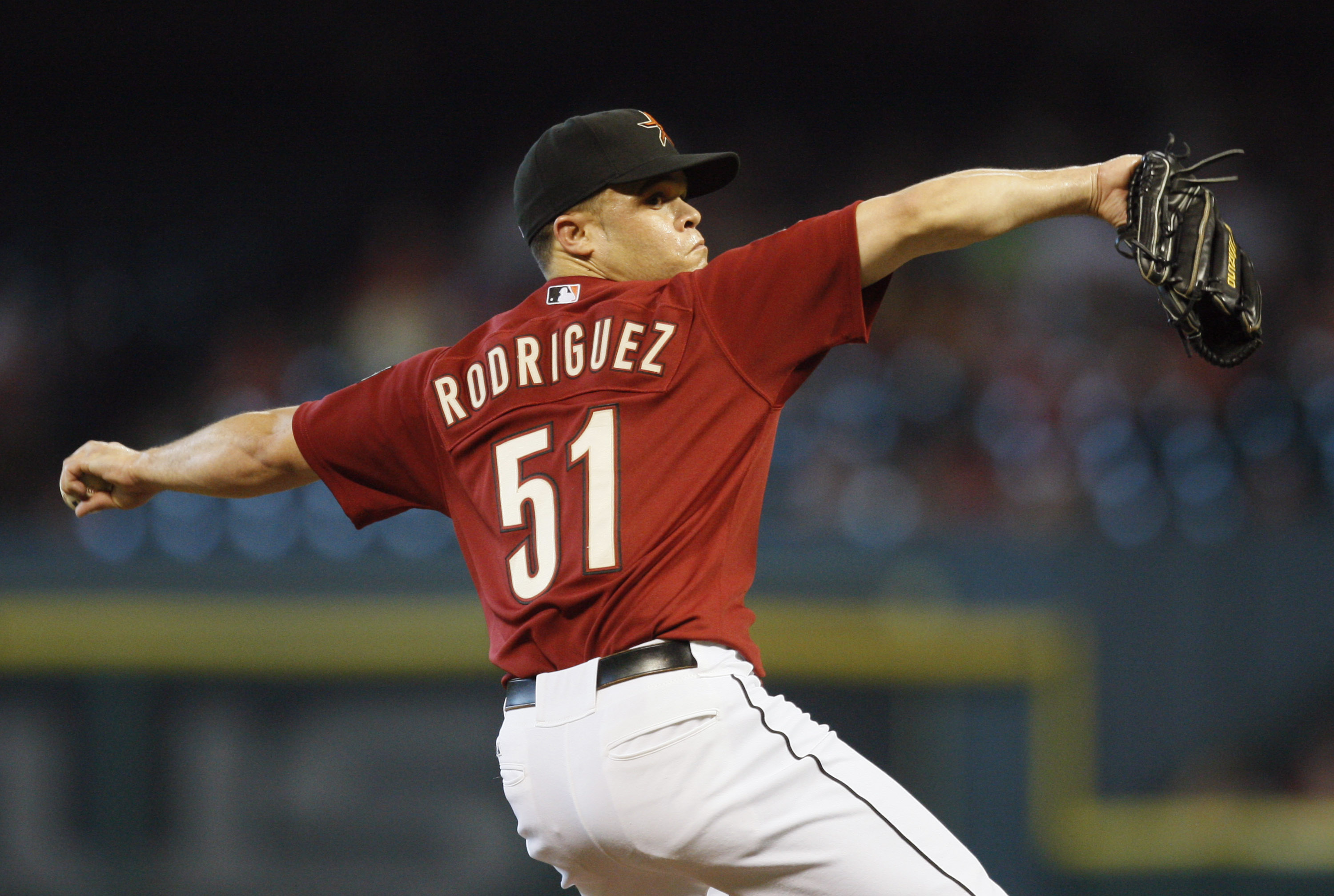 Houston Astros pitcher Wandy Rodriguez throws against the Toronto