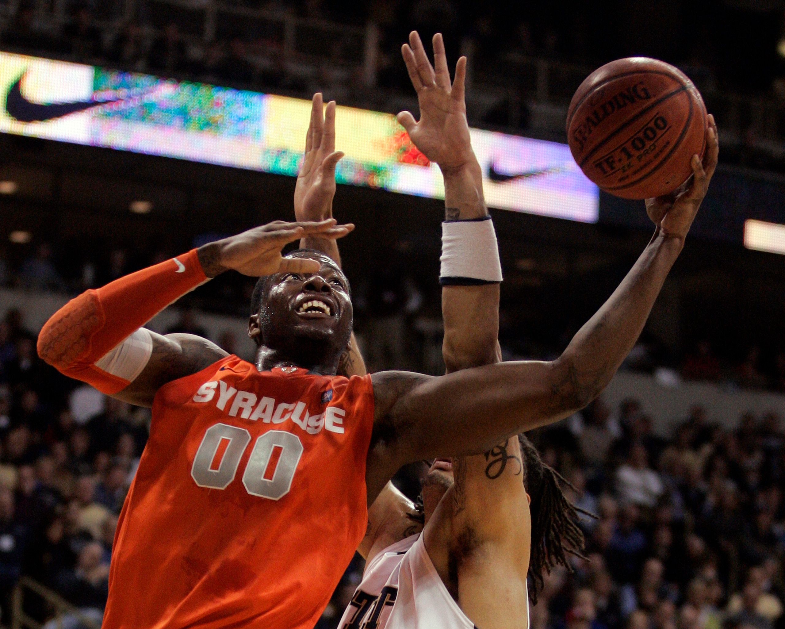 PITTSBURGH, PA - JANUARY 17:  Rick Jackson #0 of the Syracuse Orange attempts a lay up aainst the Pittsburgh Panthers at Petersen Events Center on January 17, 2011 in Pittsburgh, Pennsylvania.  (Photo by Justin K. Aller/Getty Images)