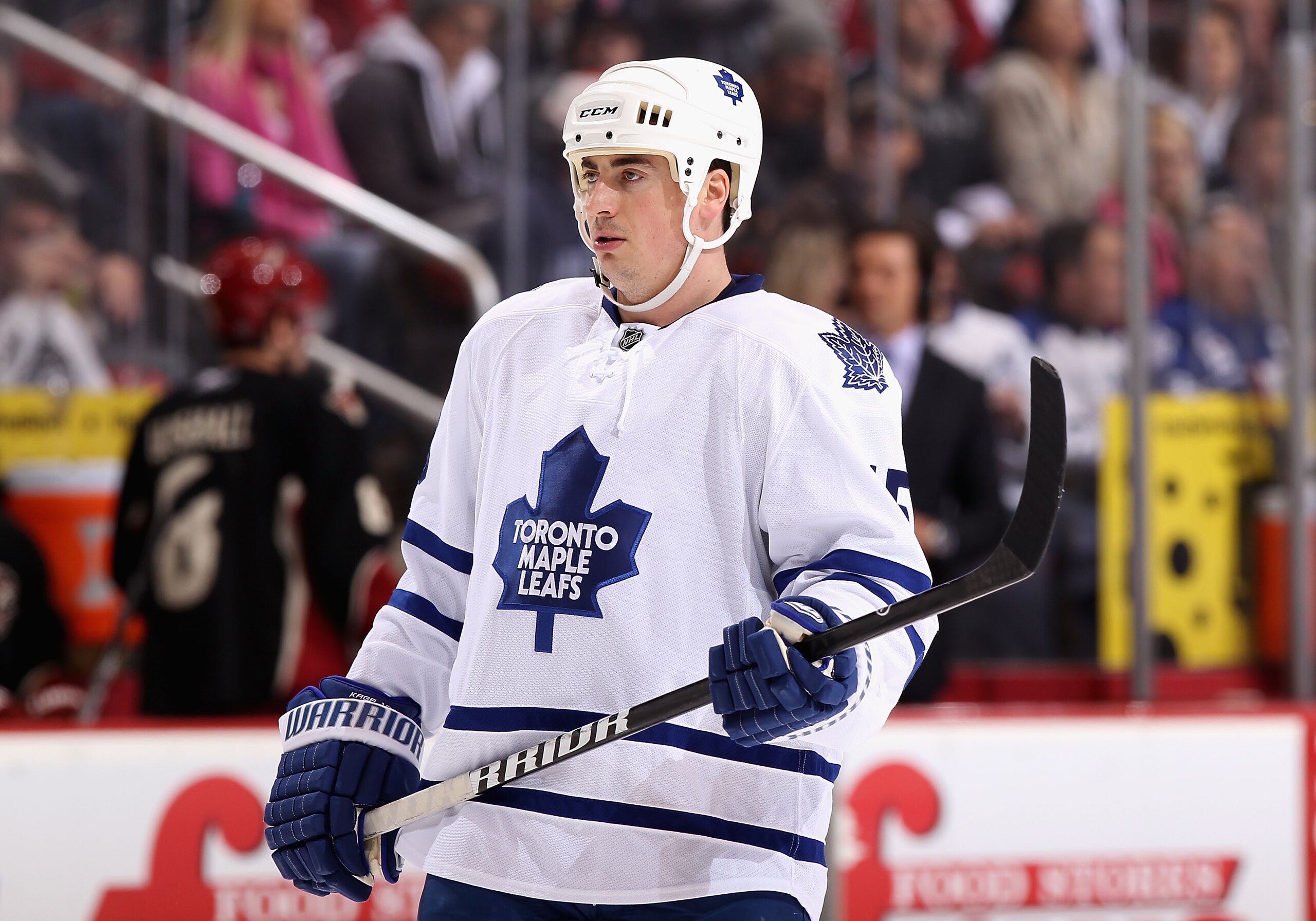 GLENDALE, AZ - JANUARY 13:  Tomas Kaberle #15 of the Toronto Maple Leafs in action during the NHL game against the Phoenix Coyotes at Jobing.com Arena on January 13, 2011 in Glendale, Arizona. The Coyotes defeated the Maple Leafs 5-1.  (Photo by Christian