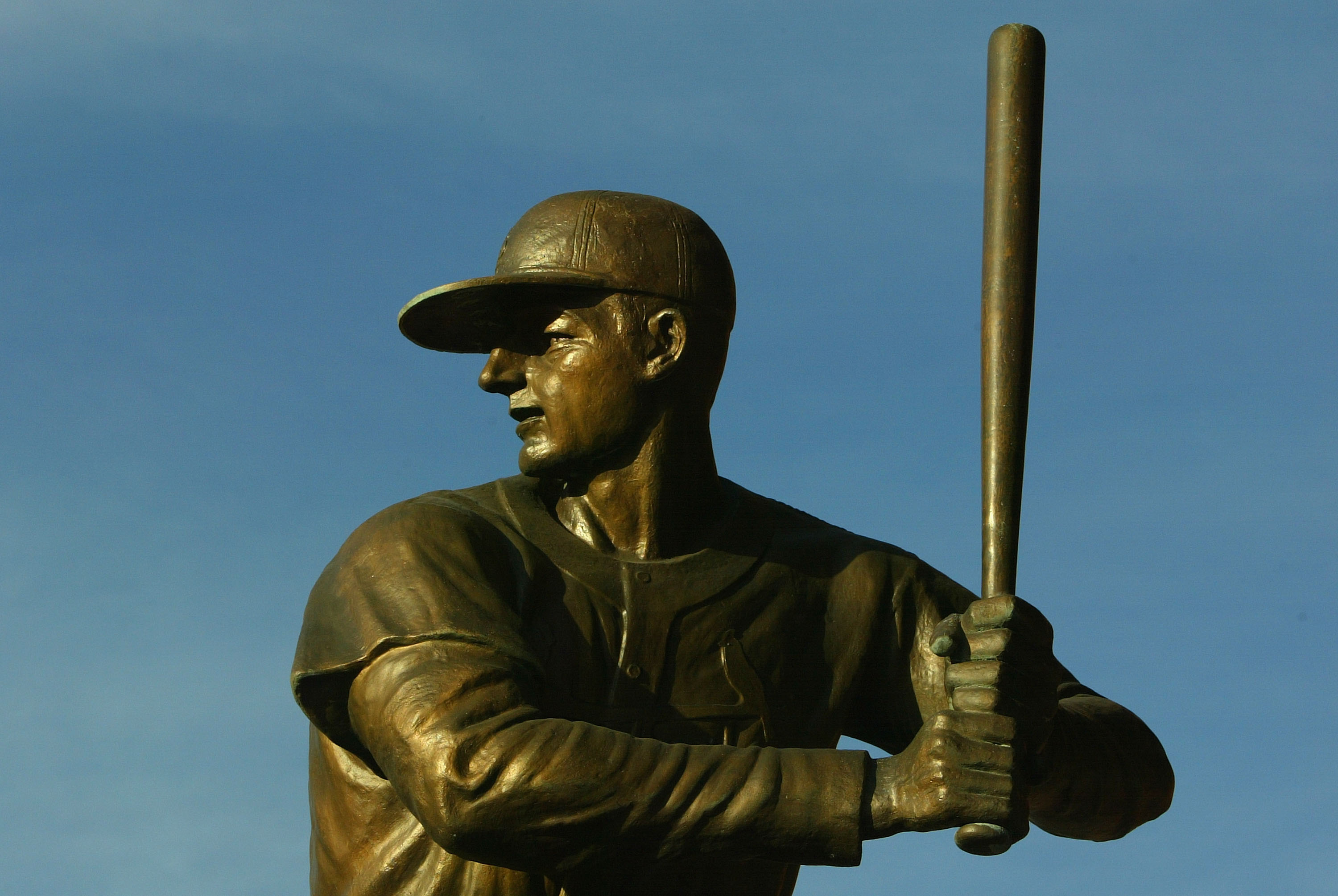 ST. LOUIS - OCTOBER 08:  A statue of Stan Musial from the St. Louis Cardinals sits outside of Bush Stadium before Game Four of the National League Division Series against the San Diego Padres at Busch Stadium on October 8, 2006 in St. Louis,  Missouri.  (