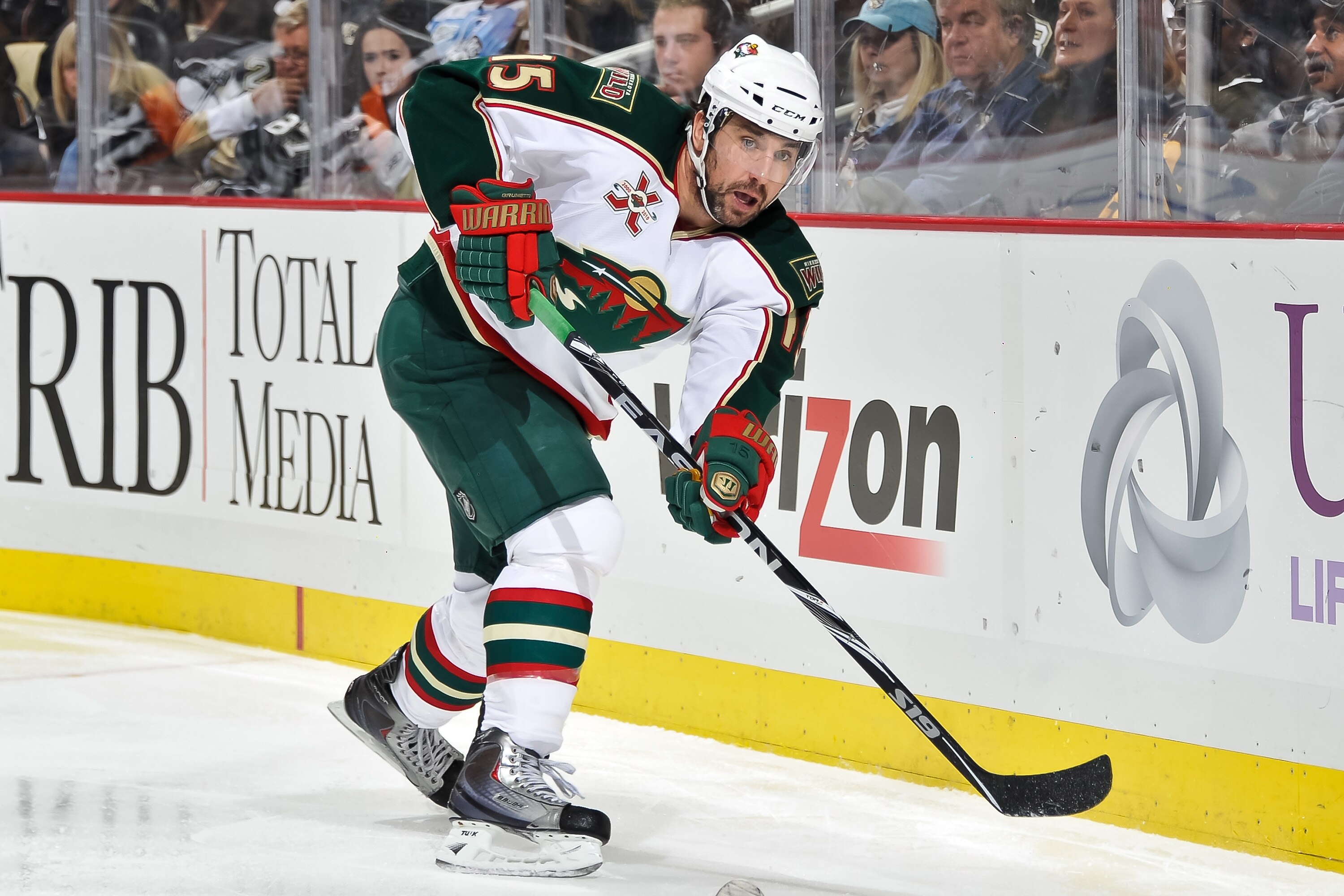PITTSBURGH, PA - JANUARY 08:  Andrew Brunette #15 of the Minnesota Wild skates against the Pittsburgh Penguins on January 8, 2011 at CONSOL Energy Center in Pittsburgh, Pennsylvania.  (Photo by Jamie Sabau/Getty Images)
