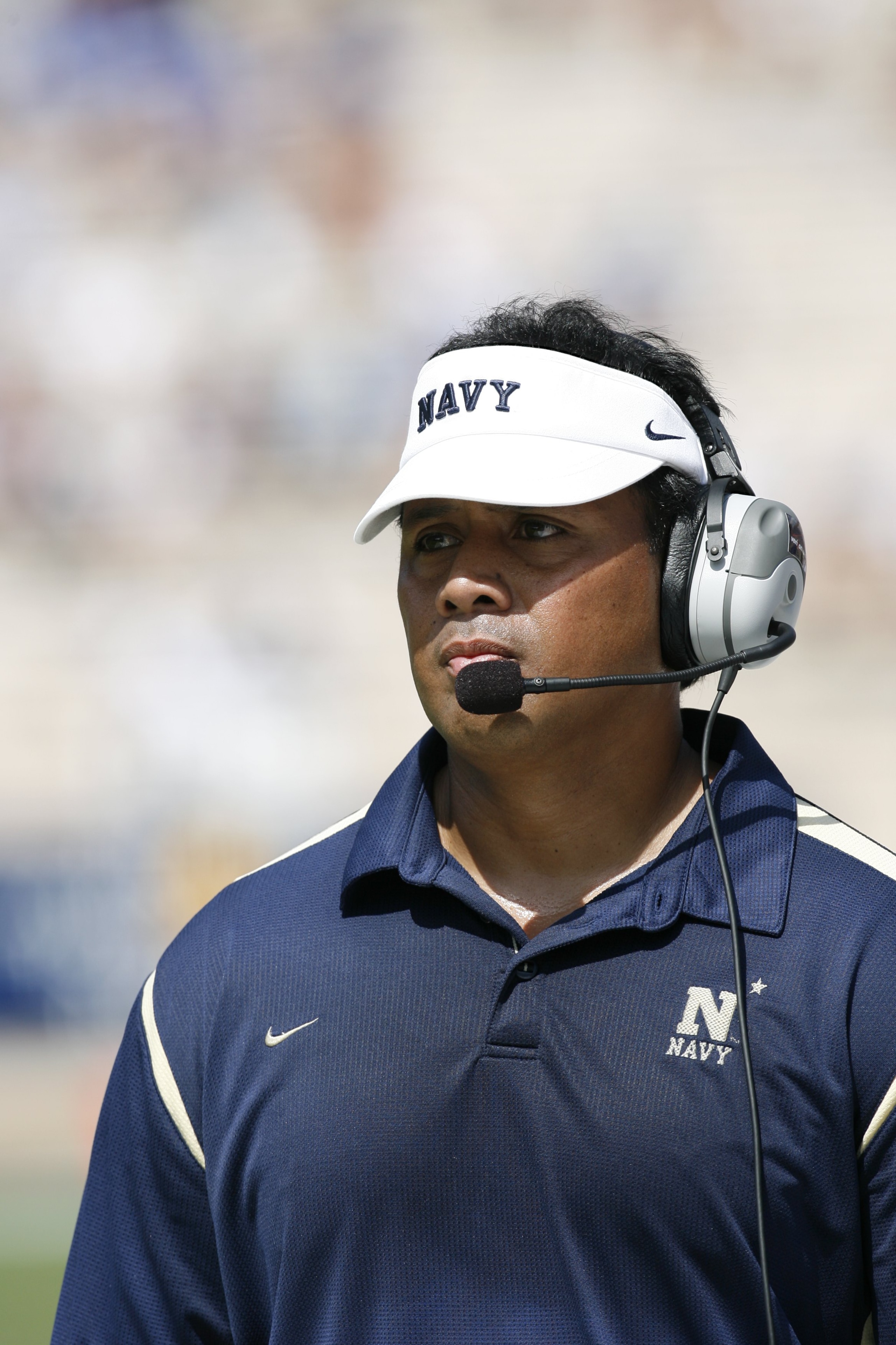 DURHAM, NC - SEPTEMBER 13: Head coach Ken Niumatalolo of the Navy Midshipmen looks on during the game against the Duke Blue Devils at Wallace Wade Stadium on September 13, 2008 in Durham, North Carolina. (Photo by Kevin C. Cox/Getty Images) DURHAM, NC - SEPTEMBER 13: Head coach Ken Niumatalolo of the Navy Midshipmen looks on during the game against the Duke Blue Devils at Wallace Wade Stadium on September 13, 2008 in Durham, North Carolina. (Photo by Kevin C. Cox/Getty Images)