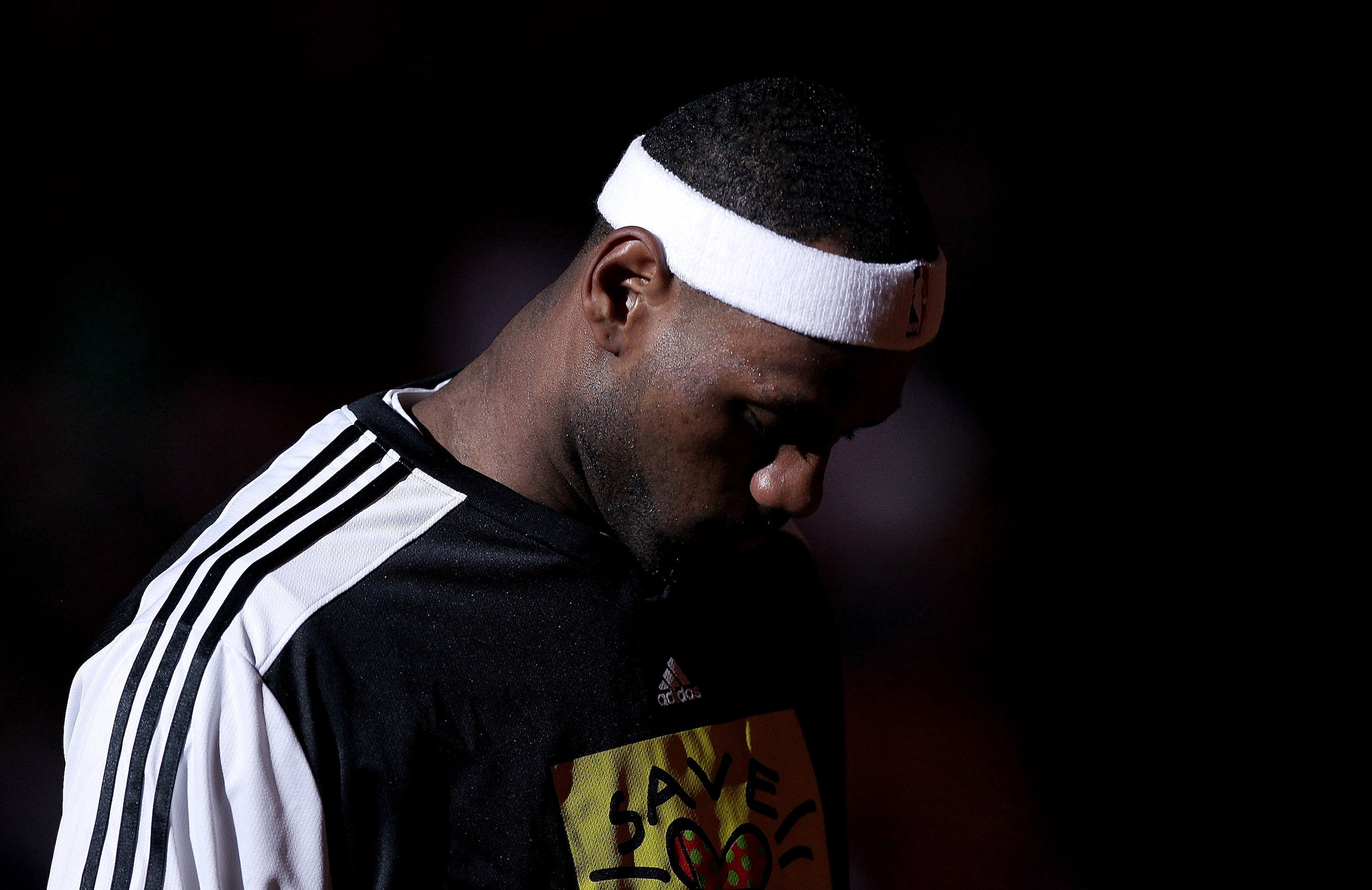 MIAMI, FL - JANUARY 18:  LeBron James #6 of the Miami Heat looks on during a game against the Atlanta Hawks at American Airlines Arena on January 18, 2011 in Miami, Florida. NOTE TO USER: User expressly acknowledges and agrees that, by downloading and/or