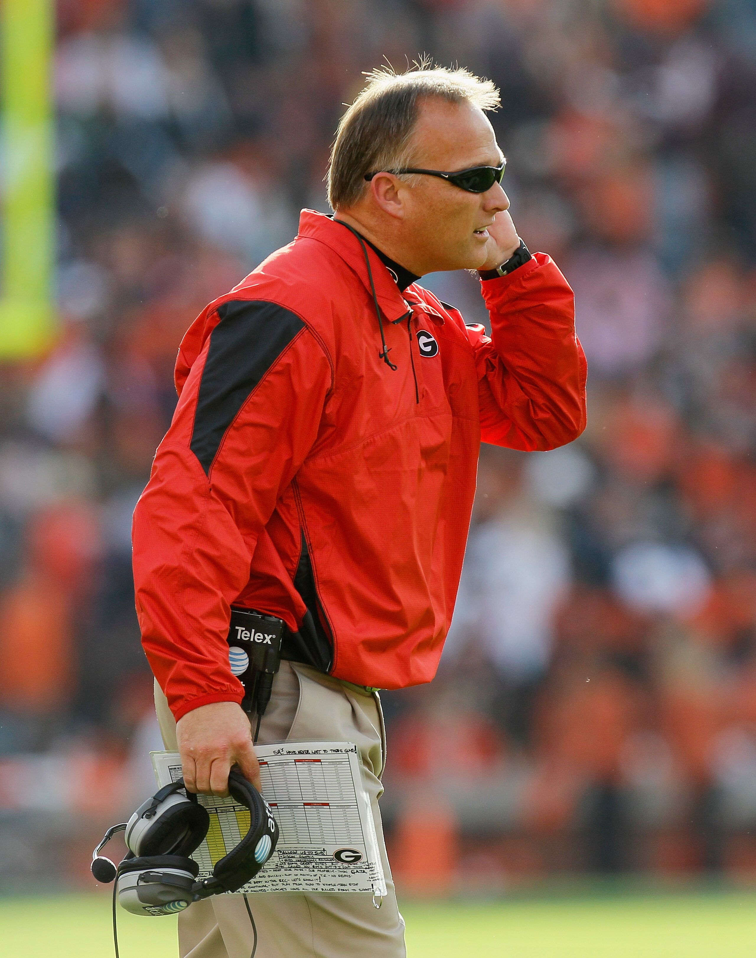 AUBURN, AL - NOVEMBER 13: Head coach Mark Richt of the Georgia Bulldogs against the Auburn Tigers at Jordan-Hare Stadium on November 13, 2010 in Auburn, Alabama. (Photo by Kevin C. Cox/Getty Images) AUBURN, AL - NOVEMBER 13: Head coach Mark Richt of the Georgia Bulldogs against the Auburn Tigers at Jordan-Hare Stadium on November 13, 2010 in Auburn, Alabama. (Photo by Kevin C. Cox/Getty Images)