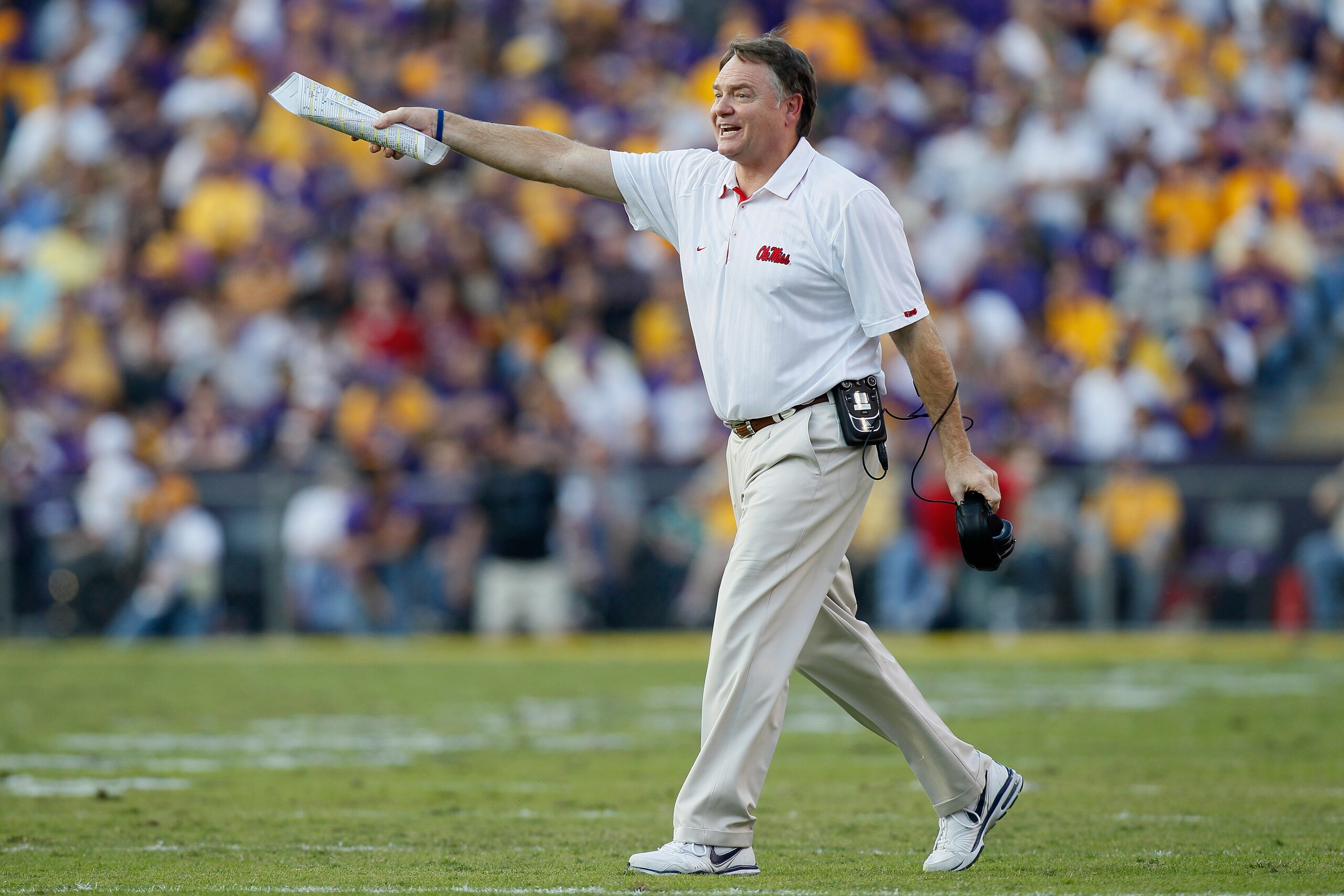 BATON ROUGE, LA - NOVEMBER 20: Head coach Houston Nutt of the Ole Miss Rebels against the Louisiana State University Tigers at Tiger Stadium on November 20, 2010 in Baton Rouge, Louisiana. (Photo by Kevin C. Cox/Getty Images) BATON ROUGE, LA - NOVEMBER 20: Head coach Houston Nutt of the Ole Miss Rebels against the Louisiana State University Tigers at Tiger Stadium on November 20, 2010 in Baton Rouge, Louisiana. (Photo by Kevin C. Cox/Getty Images)