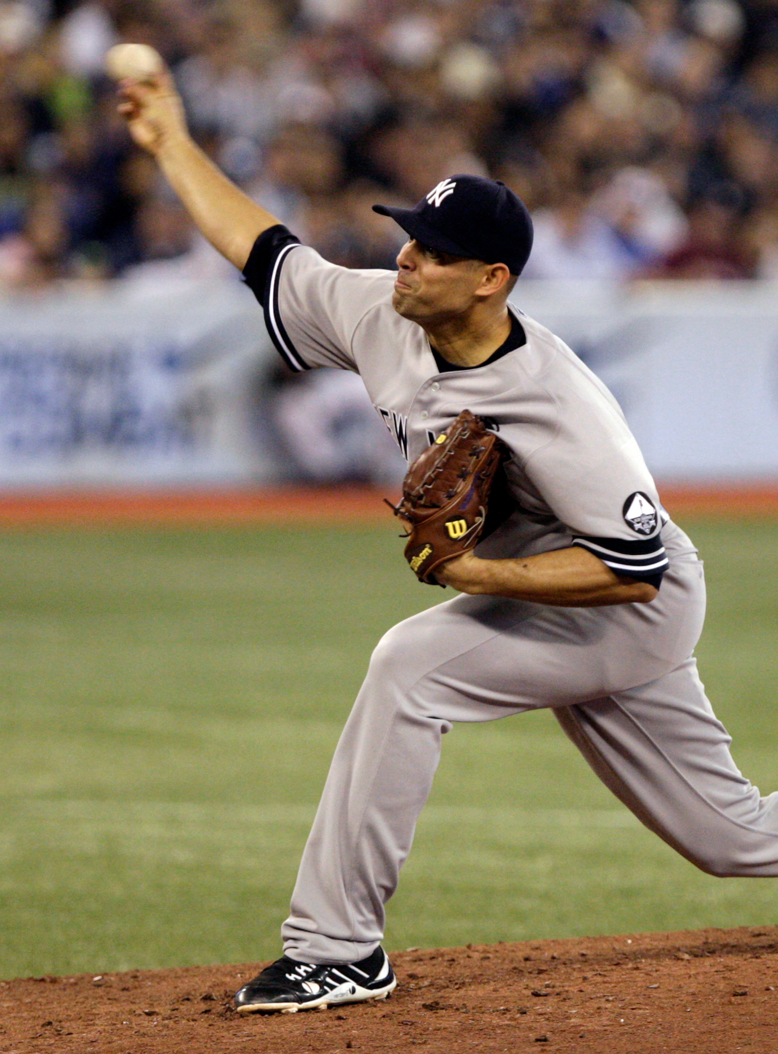 TORONTO, ON - SEPTEMBER 29: Javier Vasquez #31 of the New York Yankees throws during a MLB game against the Toronto Blue Jays at the Rogers Centre September 29, 2010 in Toronto, Ontario, Canada. (Photo by Abelimages/Getty Images)