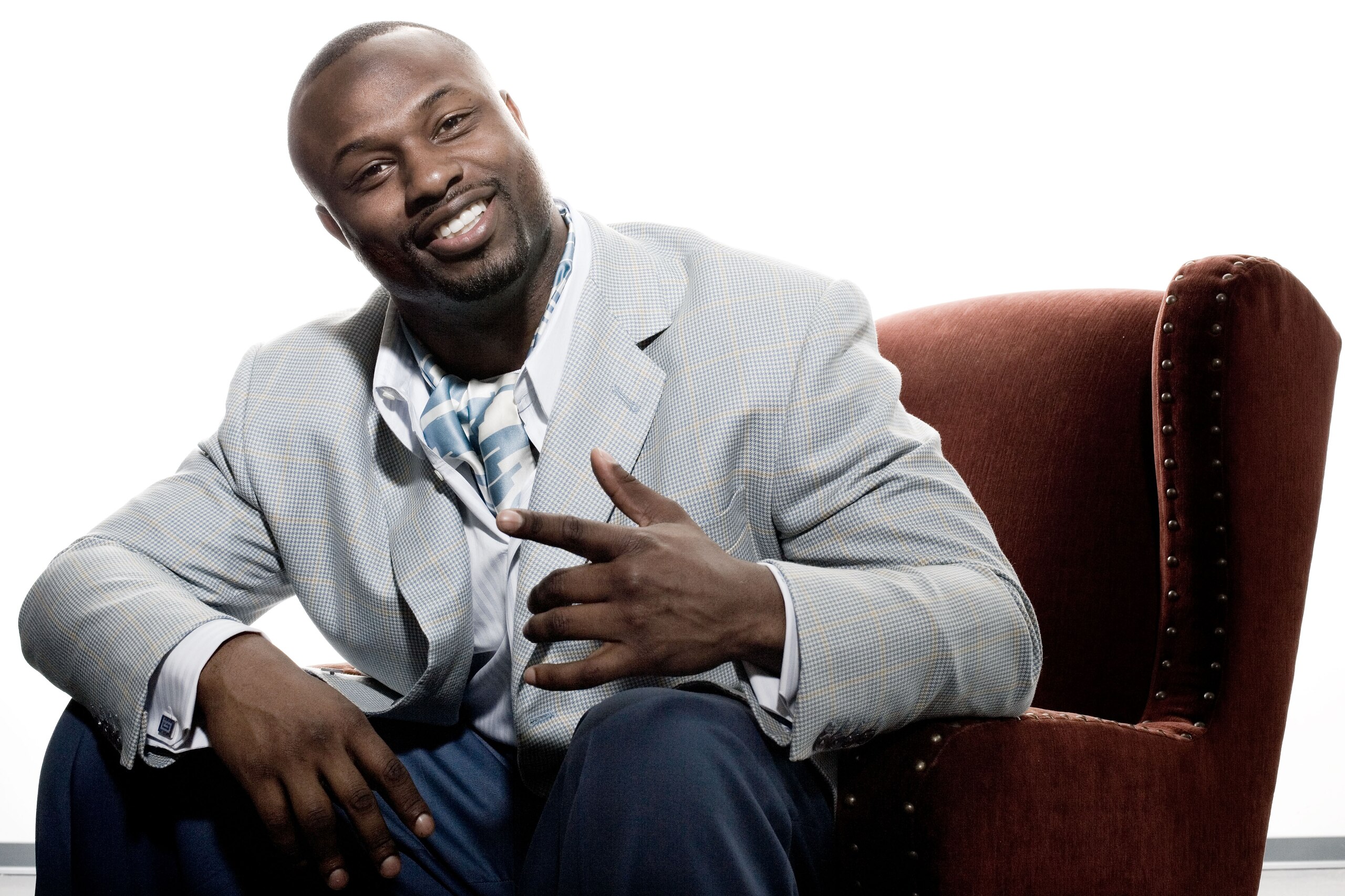 NEW YORK - APRIL 20:  (EDITORS NOTE: IMAGES HAVE BEEN DIGITALLY MANIPULATED) Bart Scott of the New York Jets poses for a portrait on April 20, 2009 in New York, New York.  (Photo by Chris McGrath/Getty Images)