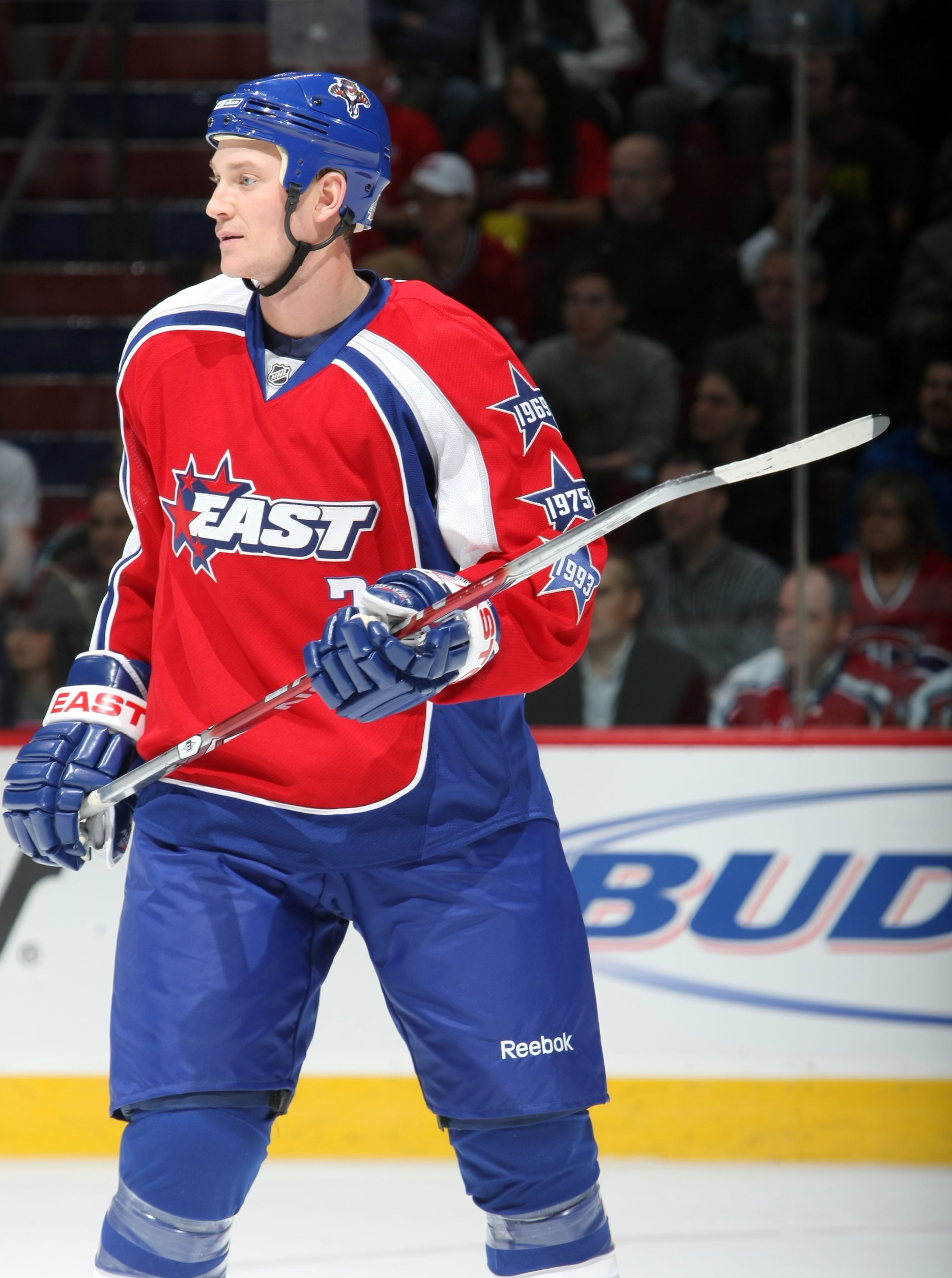 MONTREAL - JANUARY 25:  Jay Bouwemeester #3 of the Eastern Conference All-Stars looks on during the 2009 NHL All-Star game at the Bell Centre on January 25, 2009 in Montreal, Canada. (Photo by Dave Sandford/Getty Images)