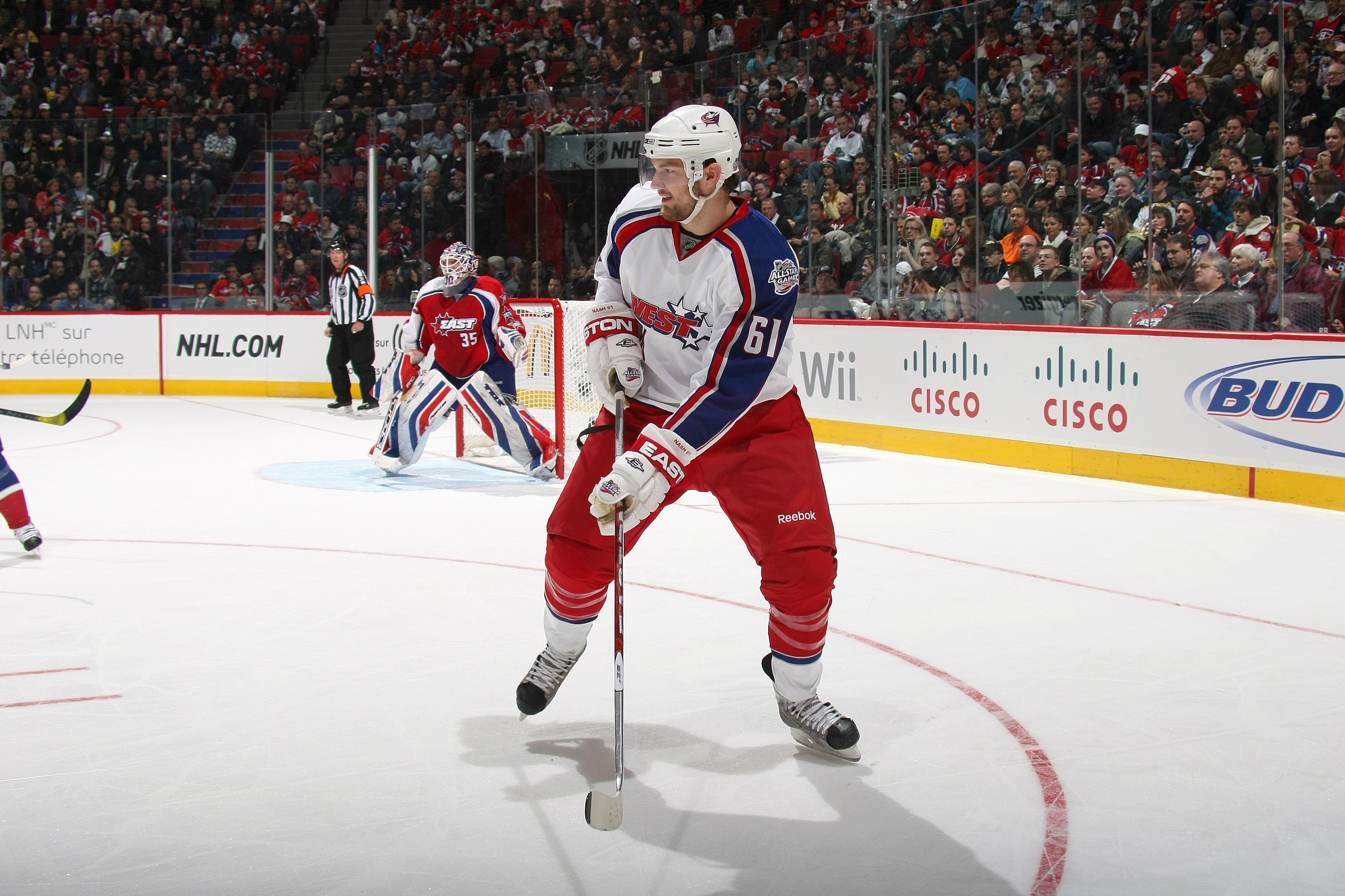 MONTREAL - JANUARY 25:  Rick Nash #61 of the  Western Conference All-Stars skates during the 2009 NHL All-Star game at the Bell Centre on January 25, 2009 in Montreal, Canada. (Photo by Bruce Bennett/Getty Images)