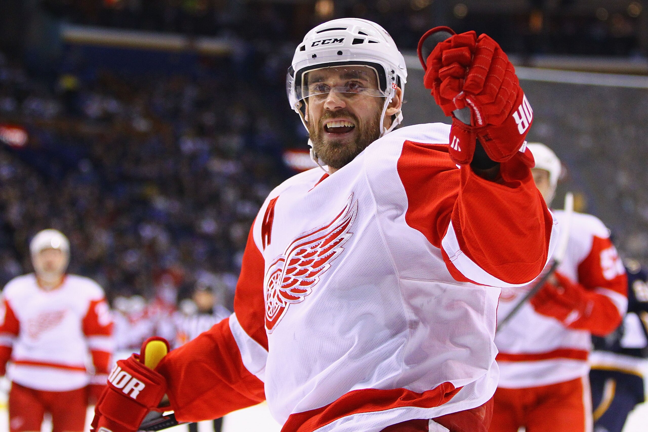 ST. LOUIS, MO - DECEMBER 23: Henrik Zetterberg #40 of the Detroit Red Wings celebrates a goal against the St. Louis Blues at the Scottrade Center on December 23, 2010 in St. Louis, Missouri. (Photo by Dilip Vishwanat/Getty Images) ST. LOUIS, MO - DECEMBER 23: Henrik Zetterberg #40 of the Detroit Red Wings celebrates a goal against the St. Louis Blues at the Scottrade Center on December 23, 2010 in St. Louis, Missouri. (Photo by Dilip Vishwanat/Getty Images)