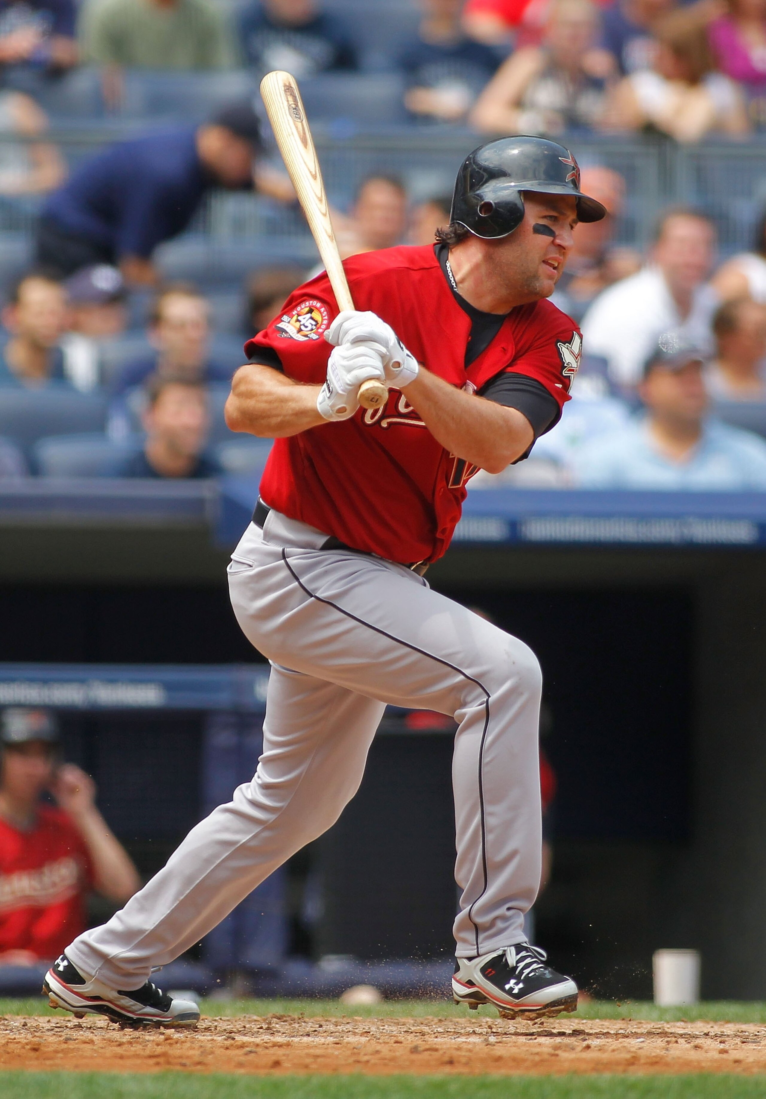 NEW YORK - JUNE 12: Lance Berkman #17 of the Houston Astros hits against the New York Yankees on June 12, 2010 at Yankee Stadium in the Bronx borough of New York City. (Photo by Mike Stobe/Getty Images) NEW YORK - JUNE 12: Lance Berkman #17 of the Houston Astros hits against the New York Yankees on June 12, 2010 at Yankee Stadium in the Bronx borough of New York City. (Photo by Mike Stobe/Getty Images)