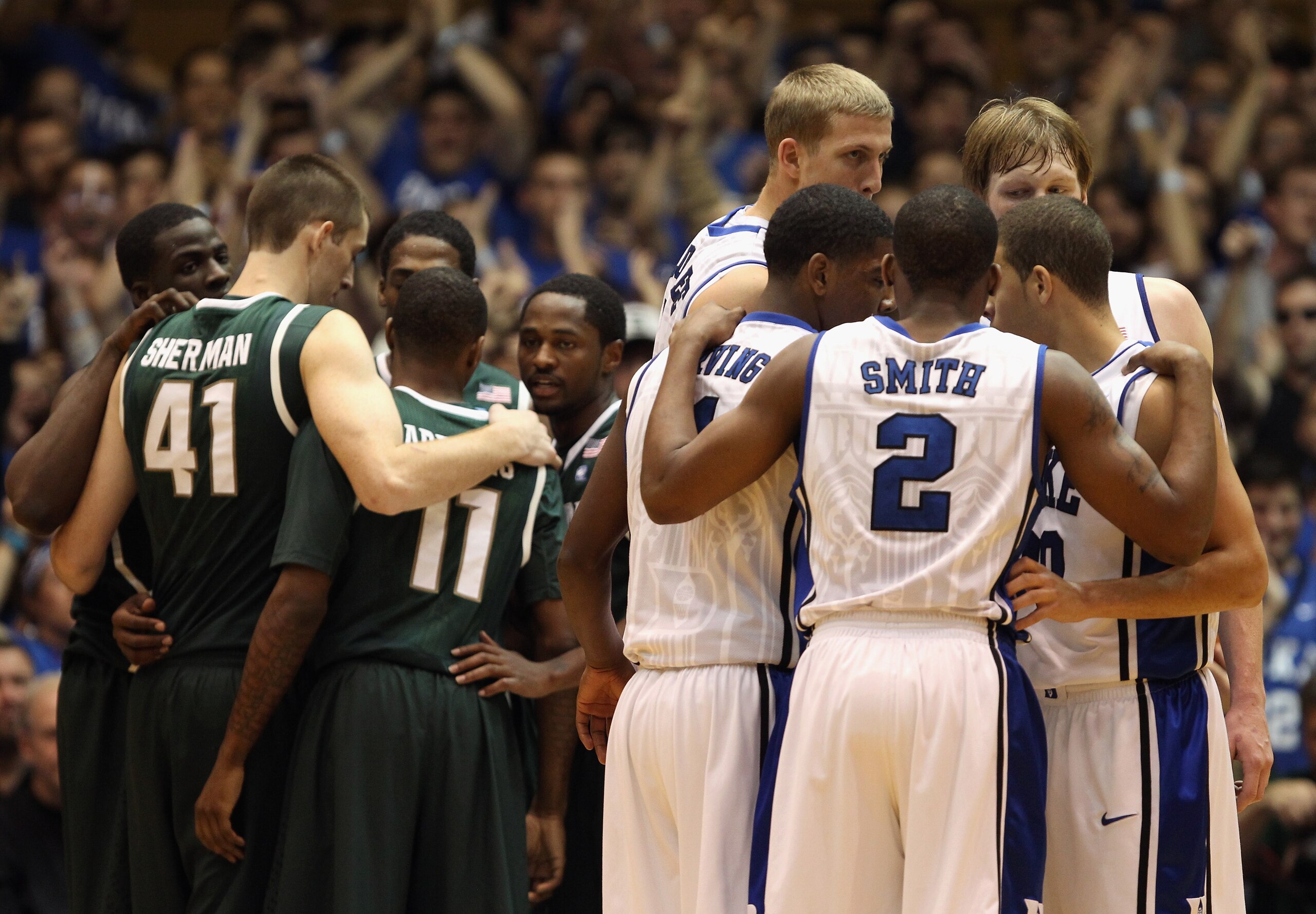 DURHAM, NC - DECEMBER 01:  The Michigan State Spartans take on the Duke Blue at Cameron Indoor Stadium on December 1, 2010 in Durham, North Carolina.  (Photo by Streeter Lecka/Getty Images)
