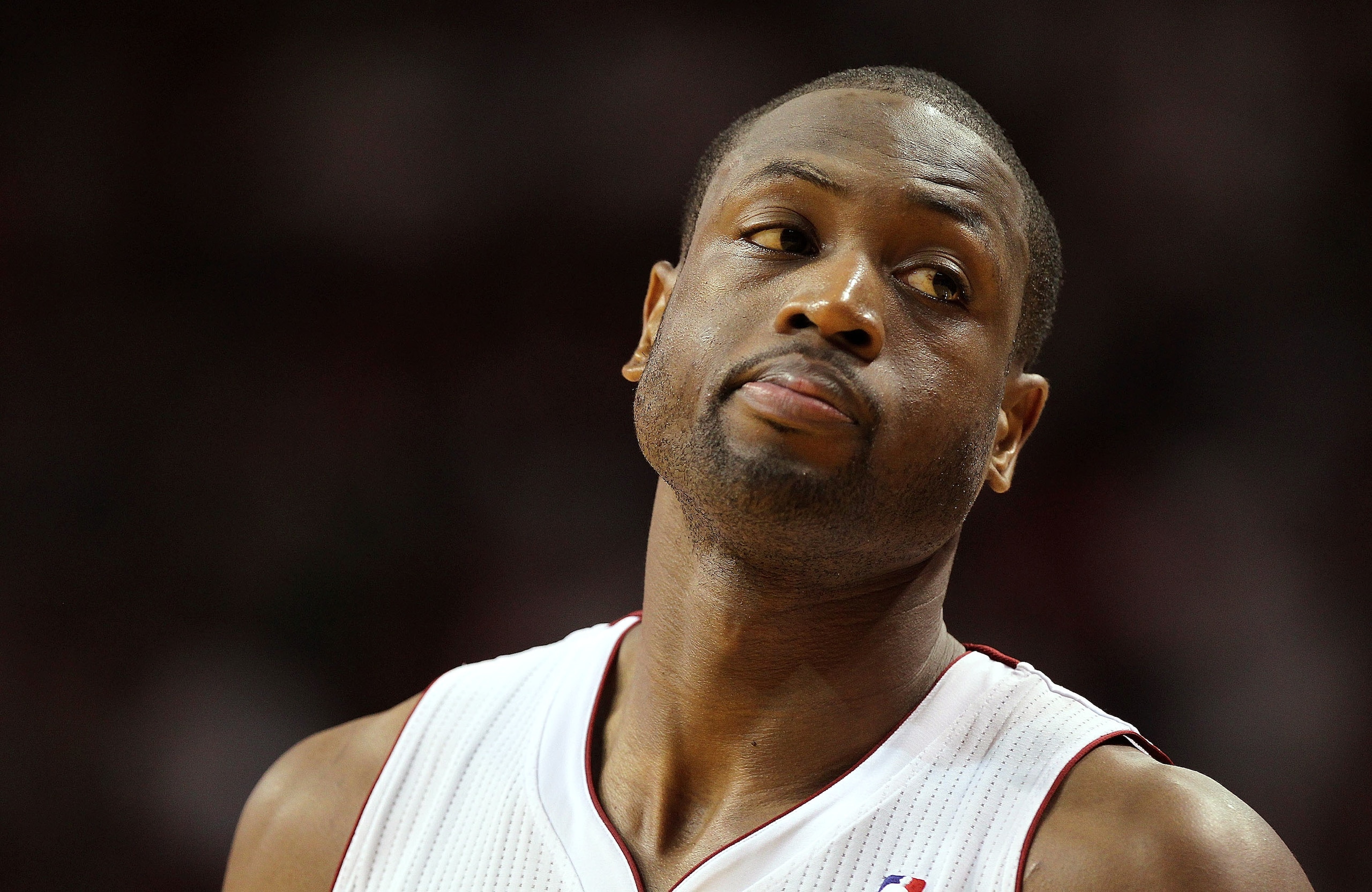 MIAMI, FL - JANUARY 18:  Dwyane Wade #3 of the Miami Heat looks on in frustration during a game against the Atlanta Hawks at American Airlines Arena on January 18, 2011 in Miami, Florida. NOTE TO USER: User expressly acknowledges and agrees that, by downl
