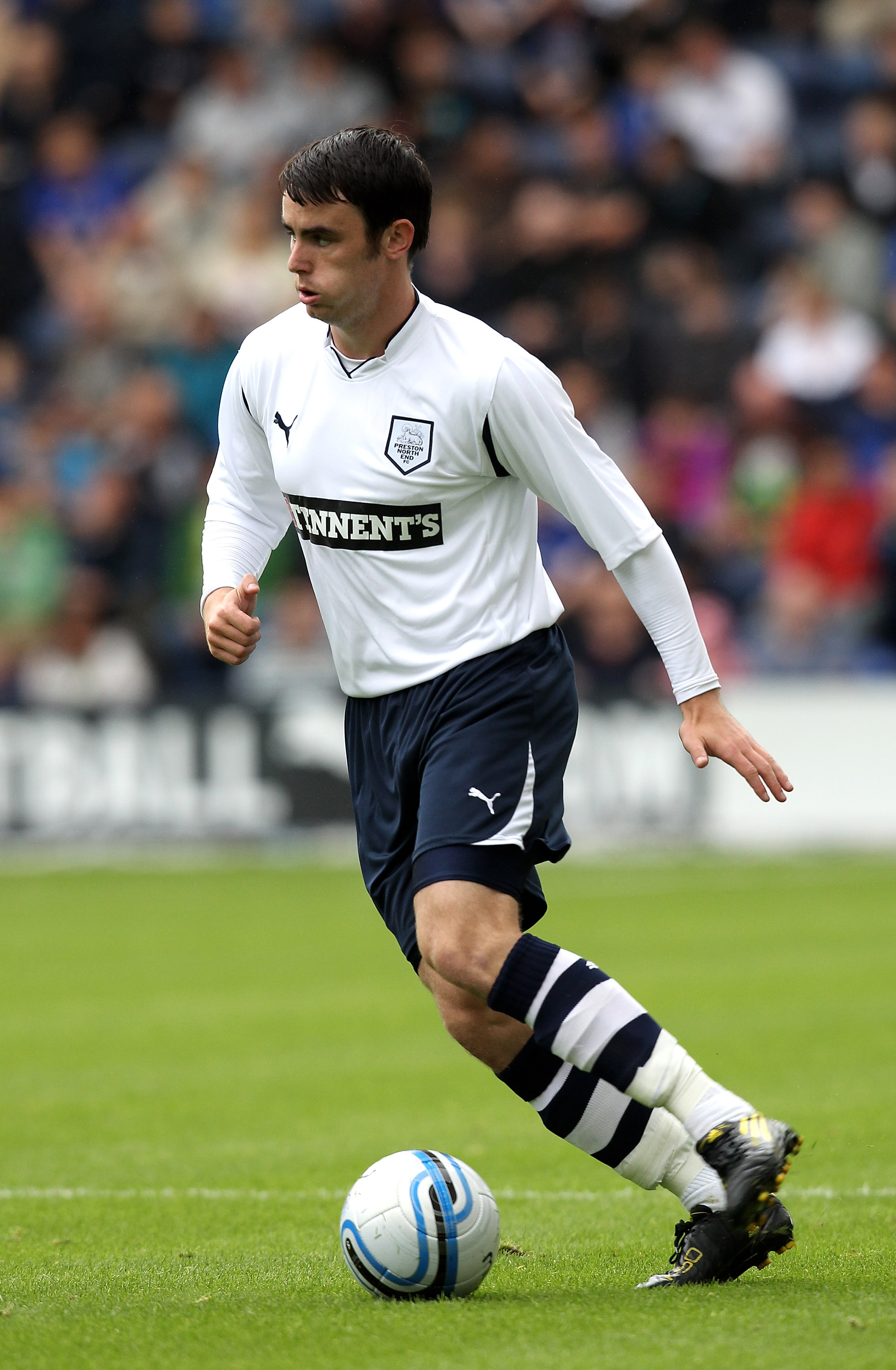 PRESTON, LANCASHIRE - JULY 24: Keith Treacy of Preston North End runs with the ball during the pre season friendly match between Preston North End and Everton at Deepdale on July 24, 2010 in Preston, Lancashire. (Photo by David Rogers/Getty Images)
