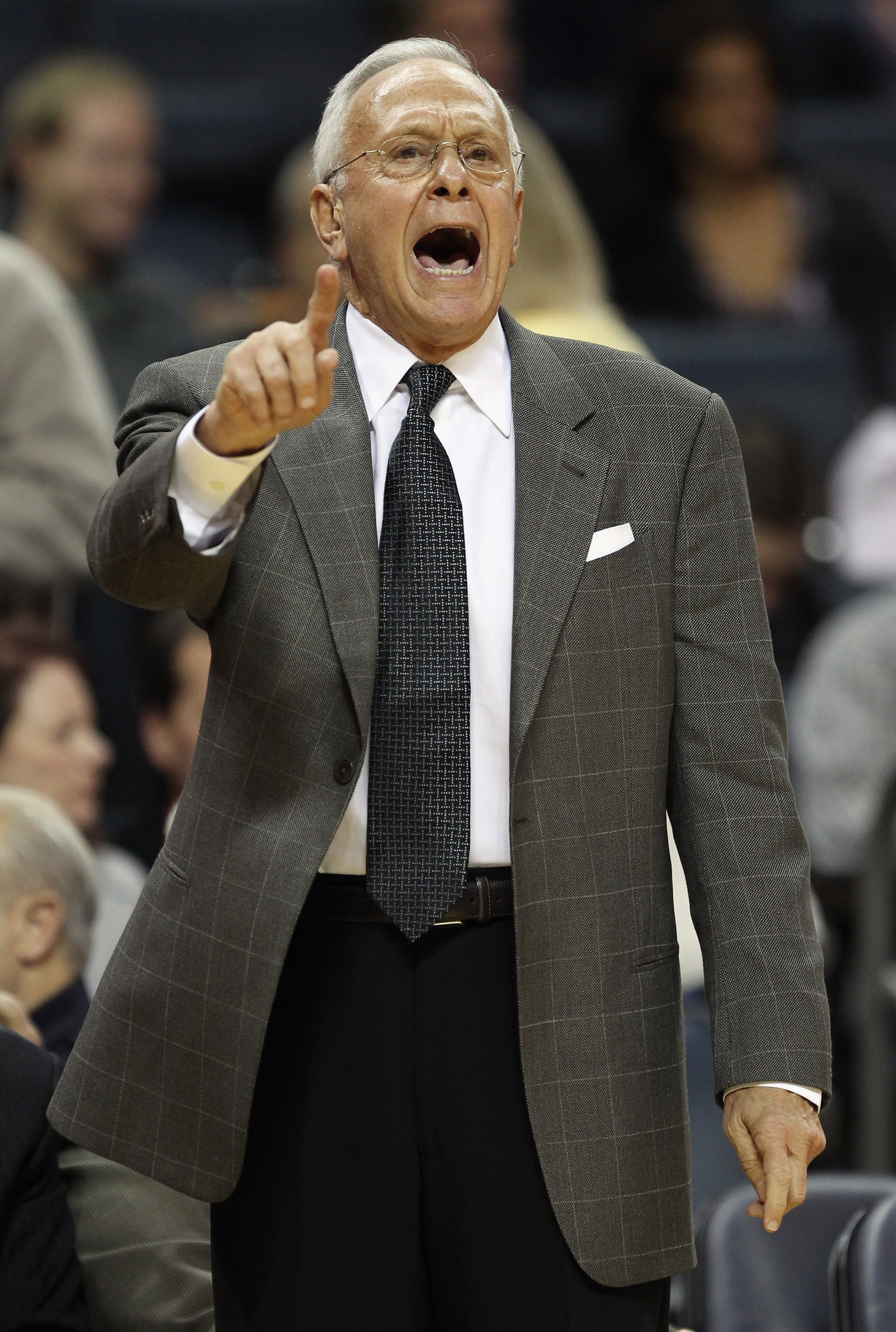 CHARLOTTE, NC - NOVEMBER 24:  Head coach Larry Brown of the Charlotte Bobcats yells to his team during their game against the New York Knicks at Time Warner Cable Arena on November 24, 2010 in Charlotte, North Carolina.  NOTE TO USER: User expressly ackno