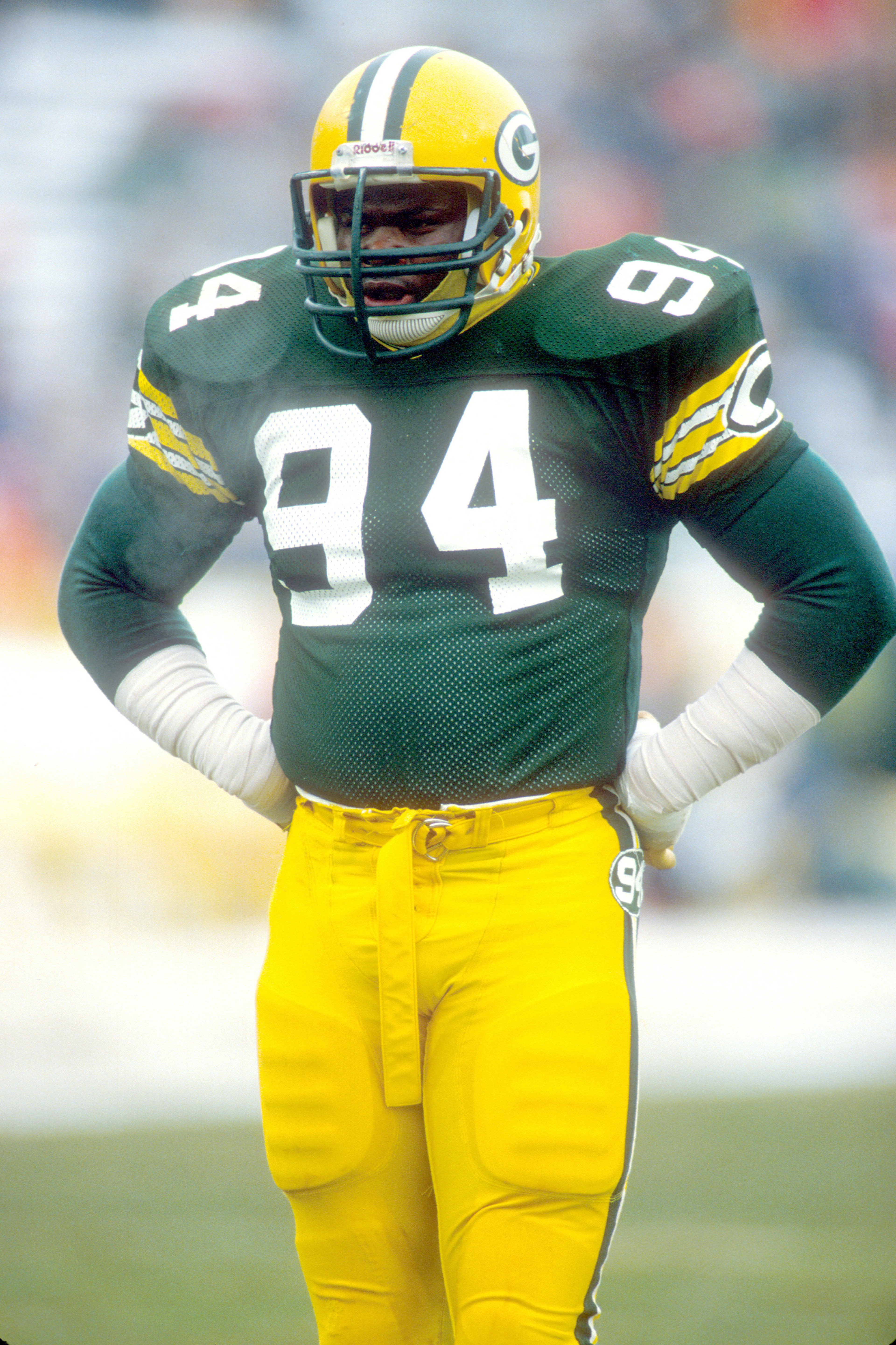 Green Bay Packers # 94 defensive end  Charles Martin . Martin, who had the nickname 'Too Mean,' played for the Packers from 1984-87. died from complications of his renal (kidney) disease at the age of 46 on January 26 , 2005 in Houston Texas.  (Photo by A