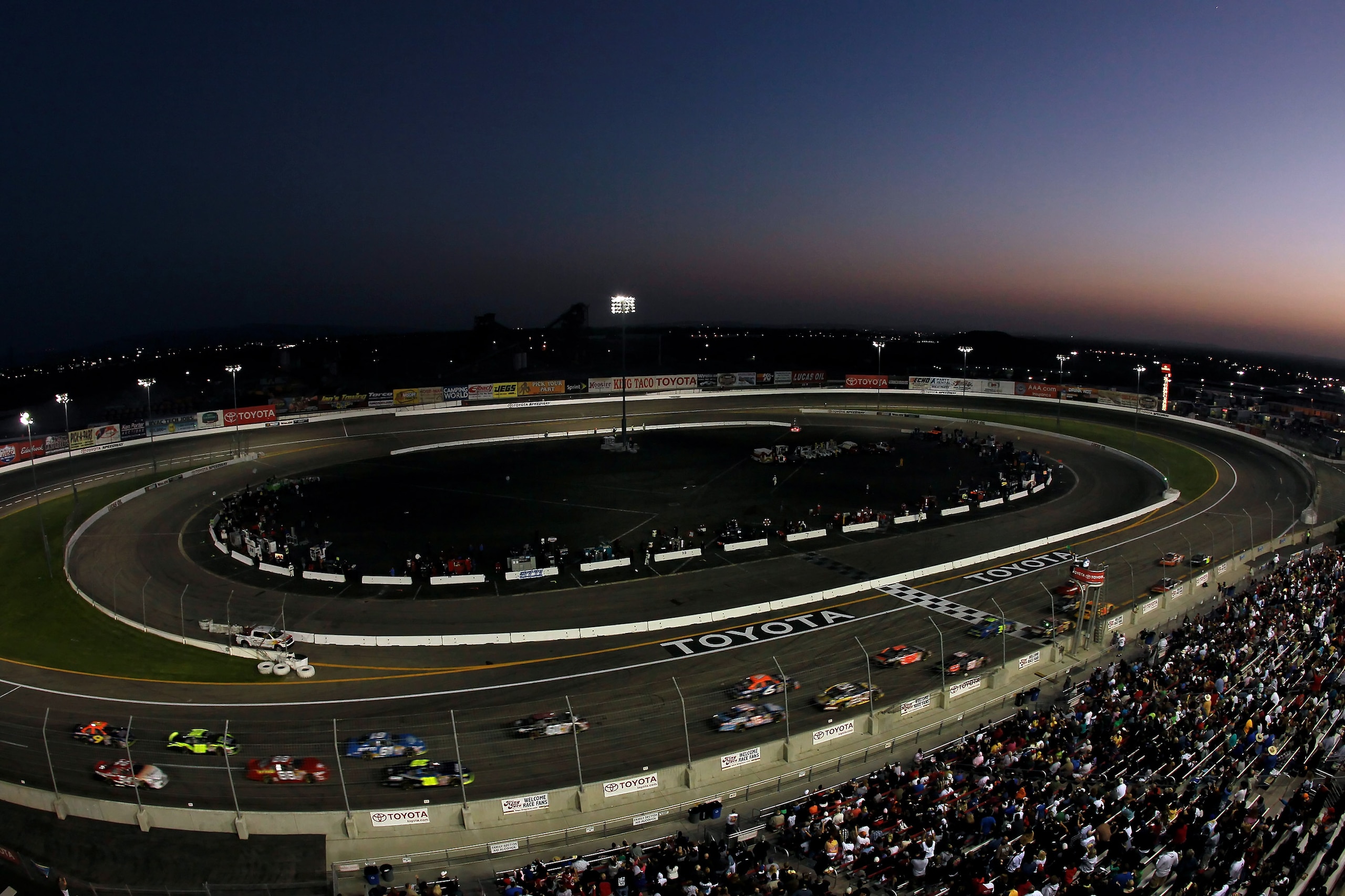 IRWINDALE, CA - JULY 03:  A general view of the track during the start of the NASCAR K&N Pro Series West King Taco 200 at the Toyota Speedway on July 3, 2010 in Irwindale, California.  (Photo by Jeff Gross/Getty Images for NASCAR)