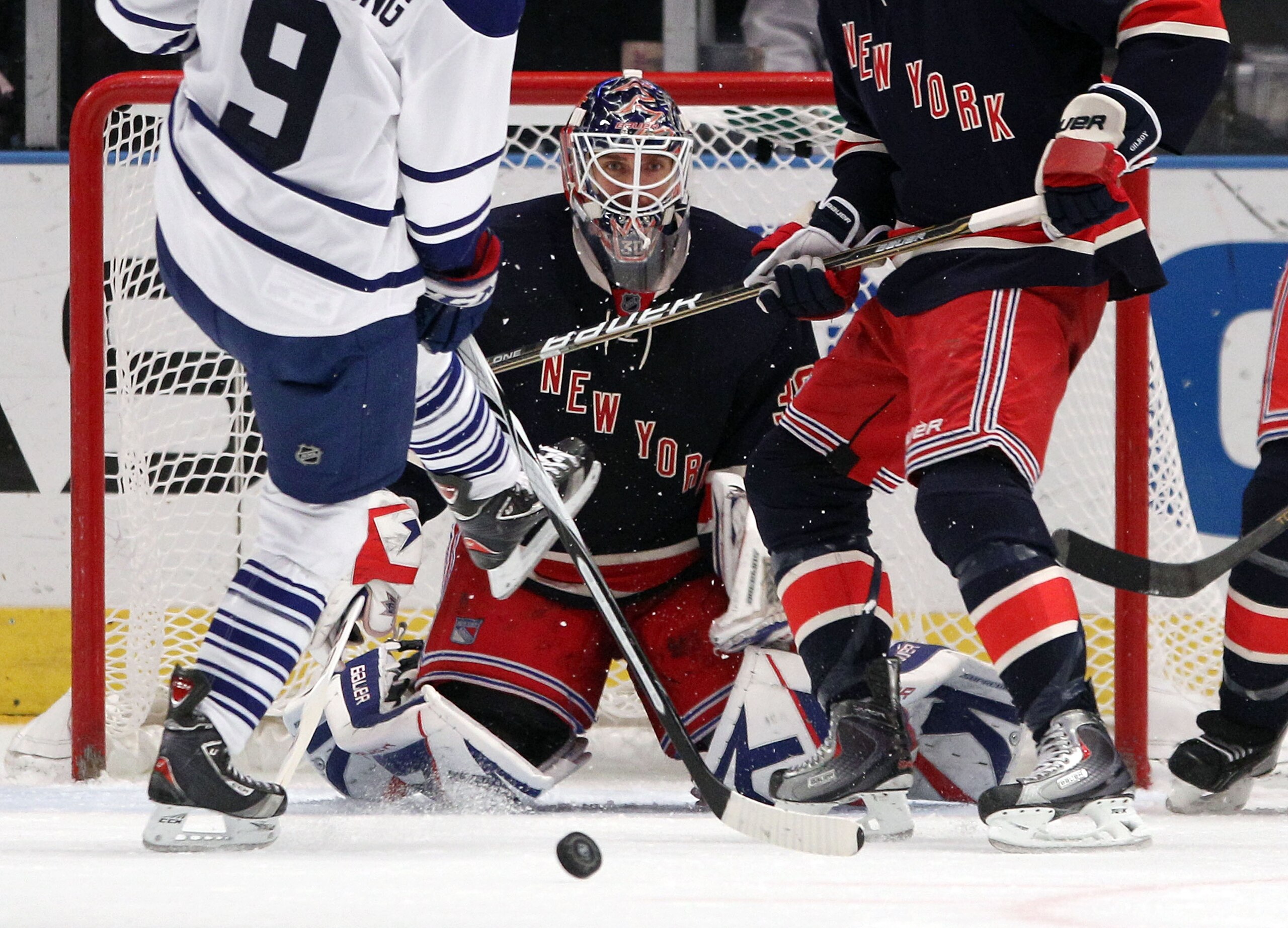 NEW YORK, NY - JANUARY 19: Henrik Lundqvist #30 of the New York Rangers keeps his eye on the puck during the game against the Toronto Maple Leafs at Madison Square Garden on January 19, 2011 in New York City. (Photo by Bruce Bennett/Getty Images) NEW YORK, NY - JANUARY 19: Henrik Lundqvist #30 of the New York Rangers keeps his eye on the puck during the game against the Toronto Maple Leafs at Madison Square Garden on January 19, 2011 in New York City. (Photo by Bruce Bennett/Getty Images)