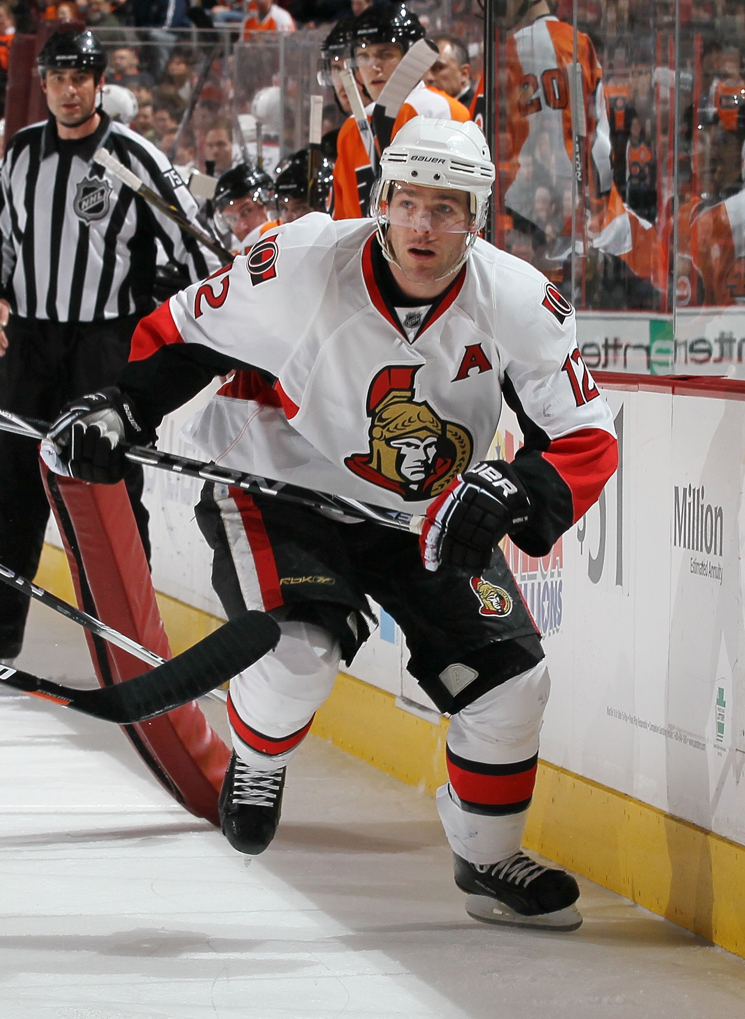 PHILADELPHIA, PA - JANUARY 20: Mike Fisher #12 of the Ottawa Senators skates against the Philadelphia Flyers on January 20, 2011 at Wells Fargo Center in Philadelphia, Pennsylvania. (Photo by Jim McIsaac/Getty Images) PHILADELPHIA, PA - JANUARY 20: Mike Fisher #12 of the Ottawa Senators skates against the Philadelphia Flyers on January 20, 2011 at Wells Fargo Center in Philadelphia, Pennsylvania. (Photo by Jim McIsaac/Getty Images)