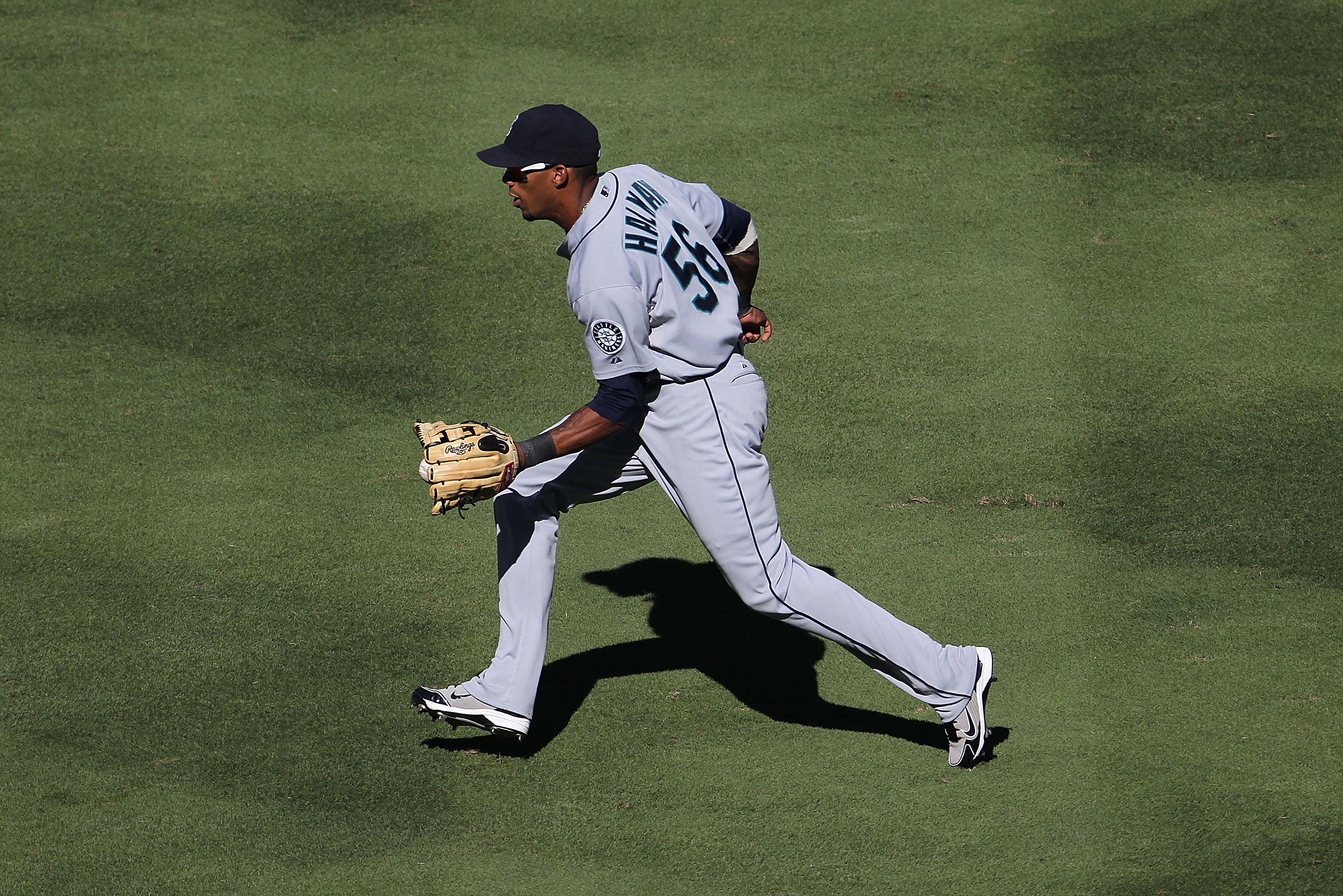 ARLINGTON, TX - SEPTEMBER 29:  Greg Halman #56 of the Seattle Mariners at Rangers Ballpark in Arlington on September 29, 2010 in Arlington, Texas.  (Photo by Ronald Martinez/Getty Images)