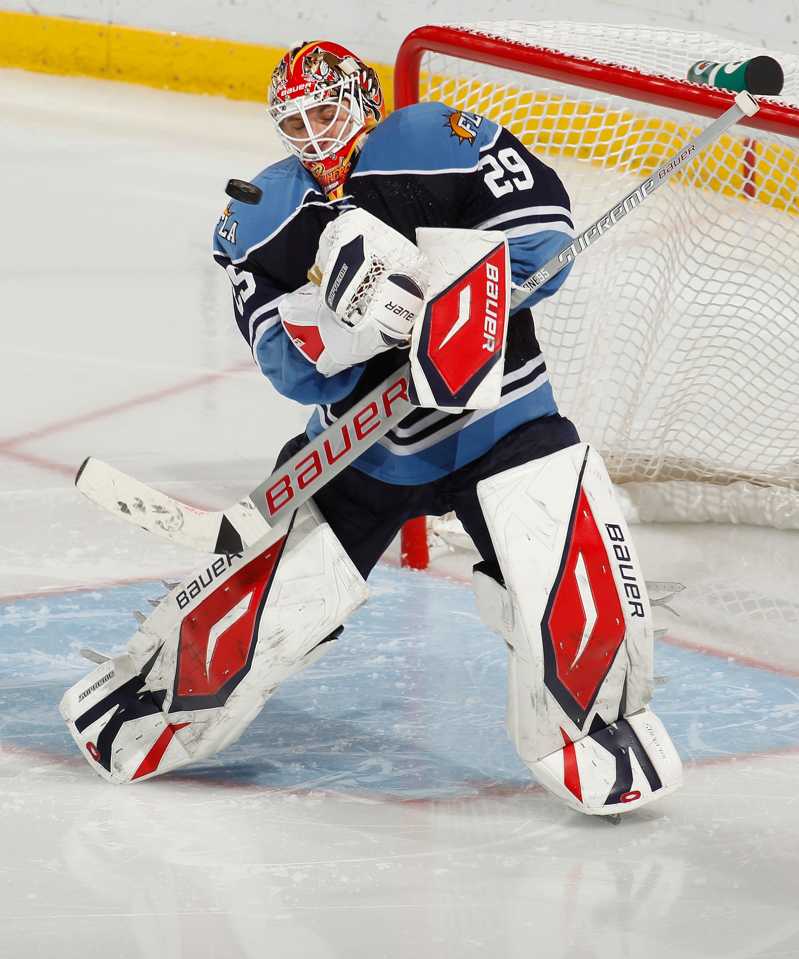 SUNRISE, FL - DECEMBER 31: Goaltender Tomas Vokoun #29 of the Florida Panthers stops a third period shot by the Montreal Canadiens on December 31, 2010 at the BankAtlantic Center in Sunrise, Florida. The Canadiens defeated he Panthers 3-2 in overtime. (Ph