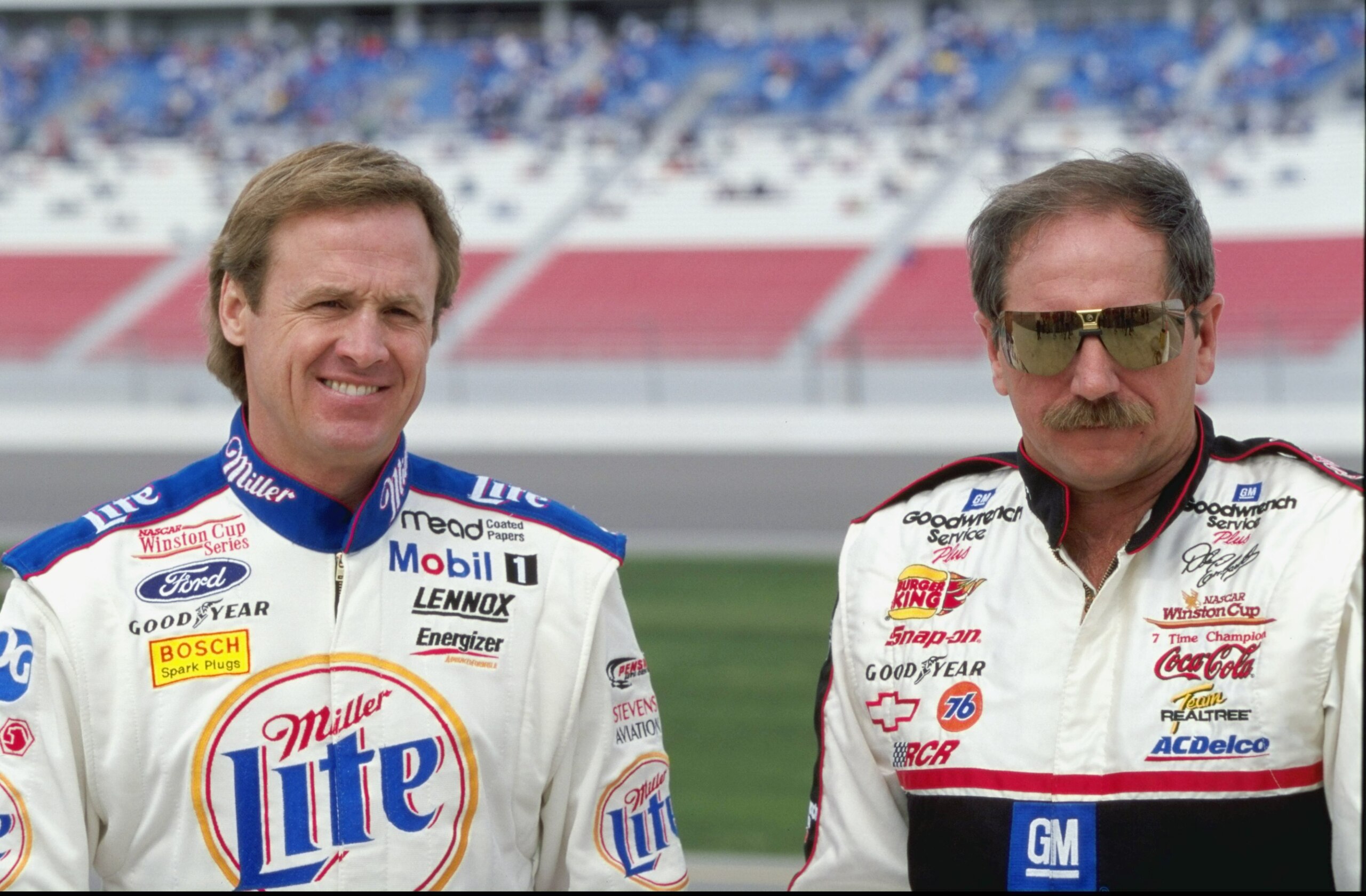 5 Mar 1999:  Rusty Wallace #2 and Dale Earnhardt #3 pose for the camera during practice for the Las Vegas 400 of the NASCAR Winston Cup Series at the Las Vegas Motor Speedway in Las Vegas, Nevada. Mandatory Credit: David Taylor  /Allsport