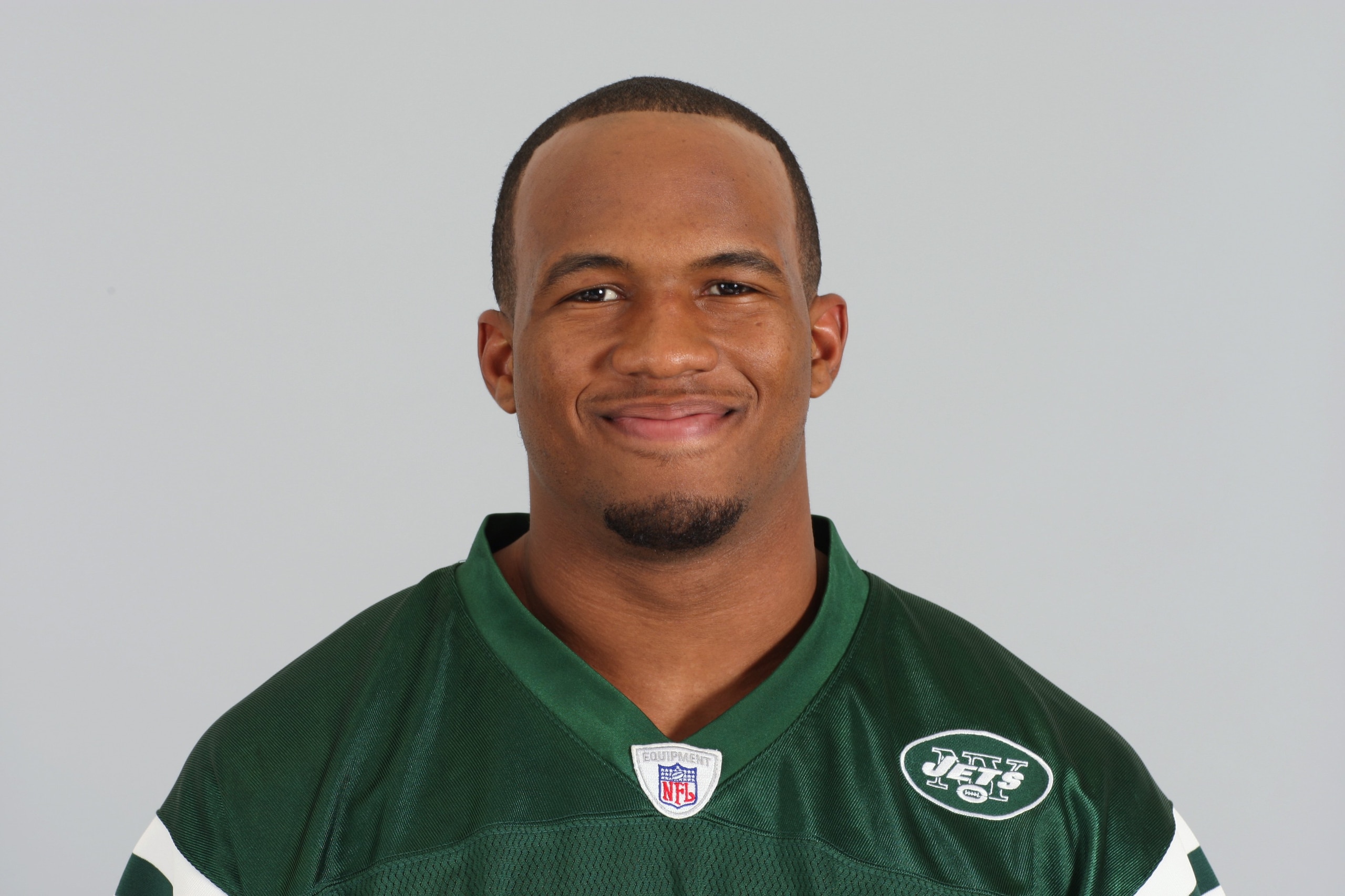 EAST RUTHERFORD, NJ - 2009:  Britt Davis of the New York Jets poses for his 2009 NFL headshot at photo day in East Rutherford, New Jersey.  (Photo by NFL Photos)