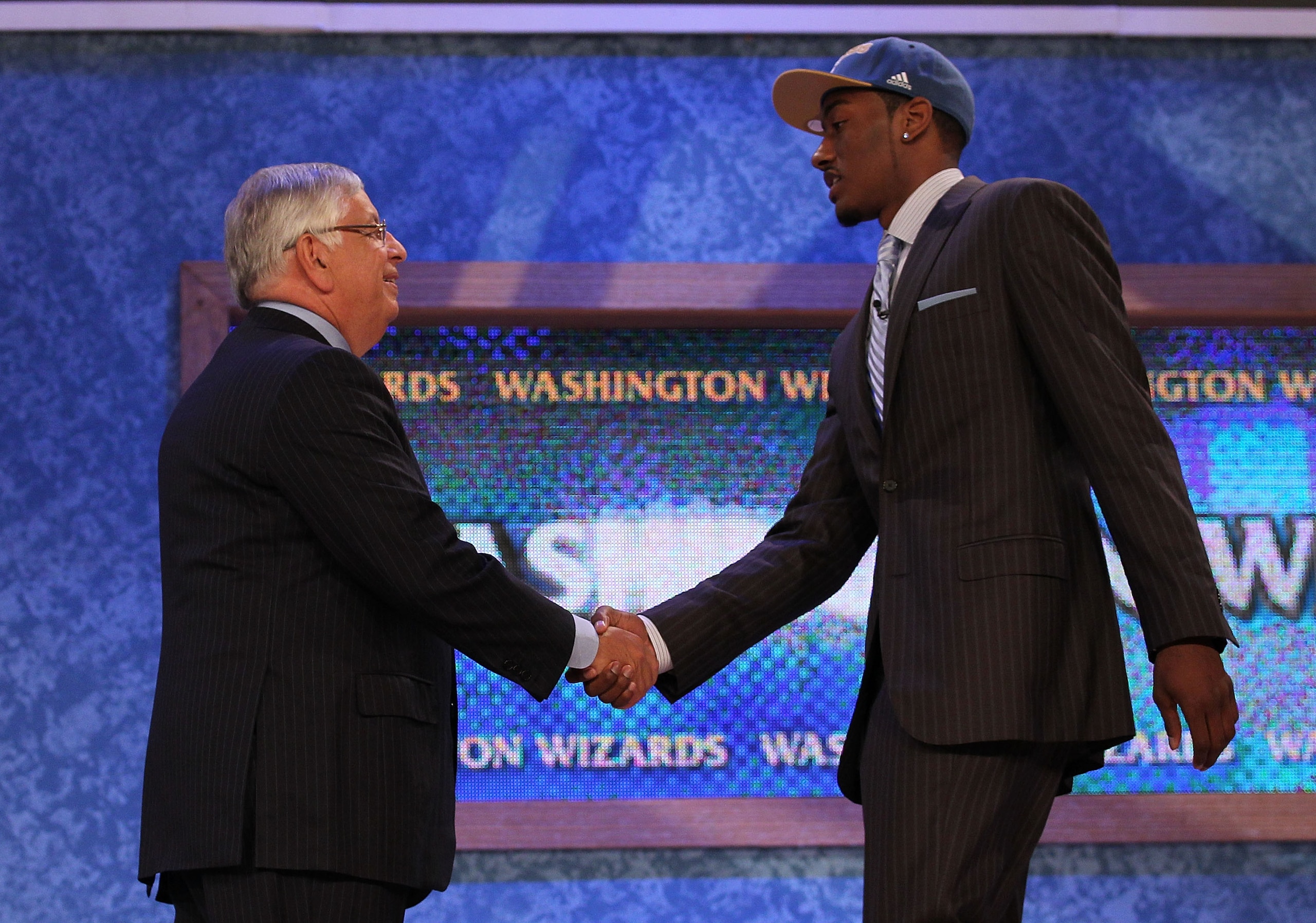 NEW YORK - JUNE 24: John Wall of Kentucky stands with NBA Commisioner David Stern after being drafted with the first pick by the Washington Wizards at Madison Square Garden on June 24, 2010 in New York City. NOTE TO USER: User expressly acknowledges and NEW YORK - JUNE 24: John Wall of Kentucky stands with NBA Commisioner David Stern after being drafted with the first pick by the Washington Wizards at Madison Square Garden on June 24, 2010 in New York City. NOTE TO USER: User expressly acknowledges and