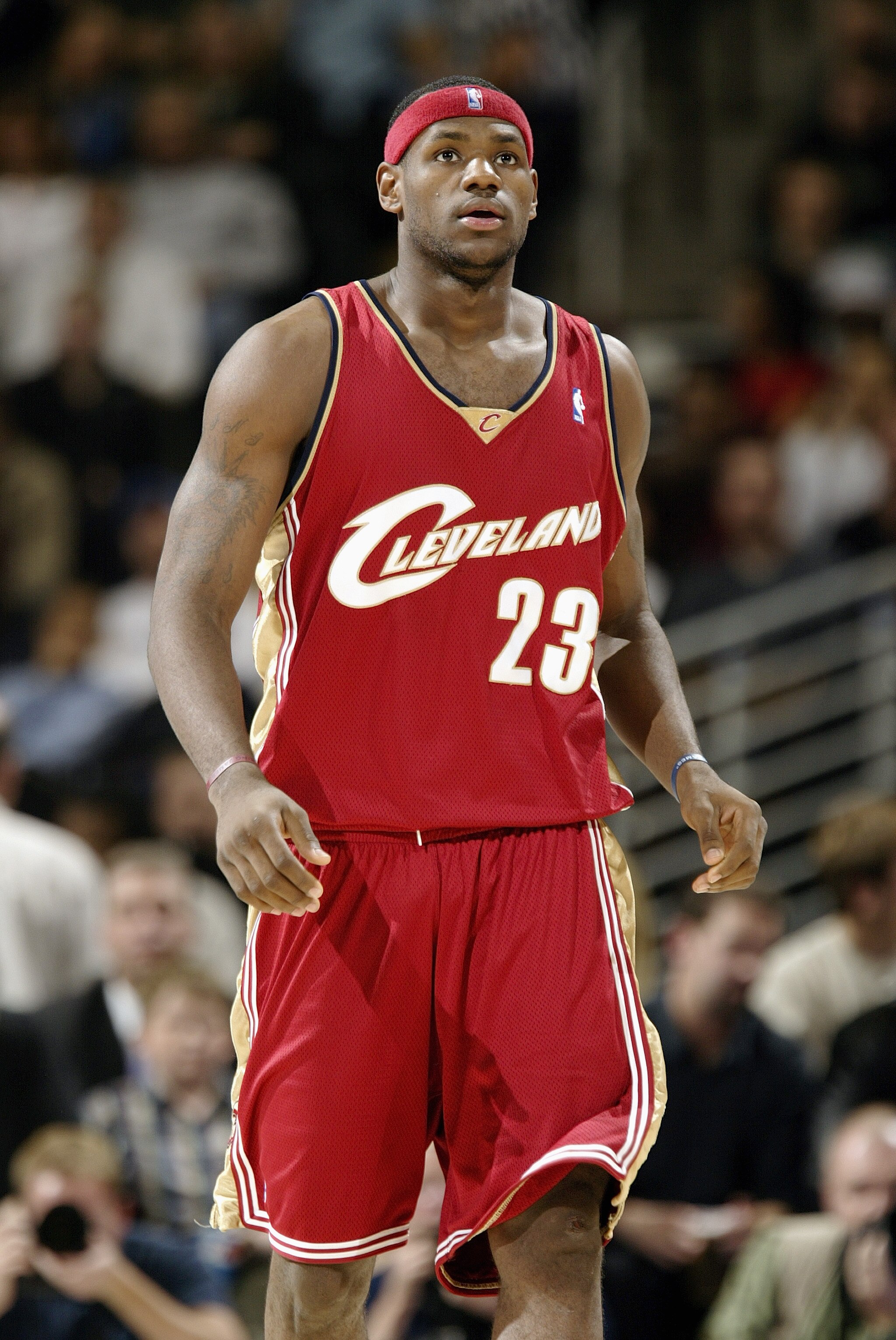 DENVER - DECEMBER 2:  LeBron James #23 of the Cleveland Cavaliers walks during the game against the Denver Nuggets at Pepsi Center on December 2, 2003 in Denver, Colorado.  The Nuggets won 115-103.  NOTE TO USER: User expressly acknowledges and agrees tha