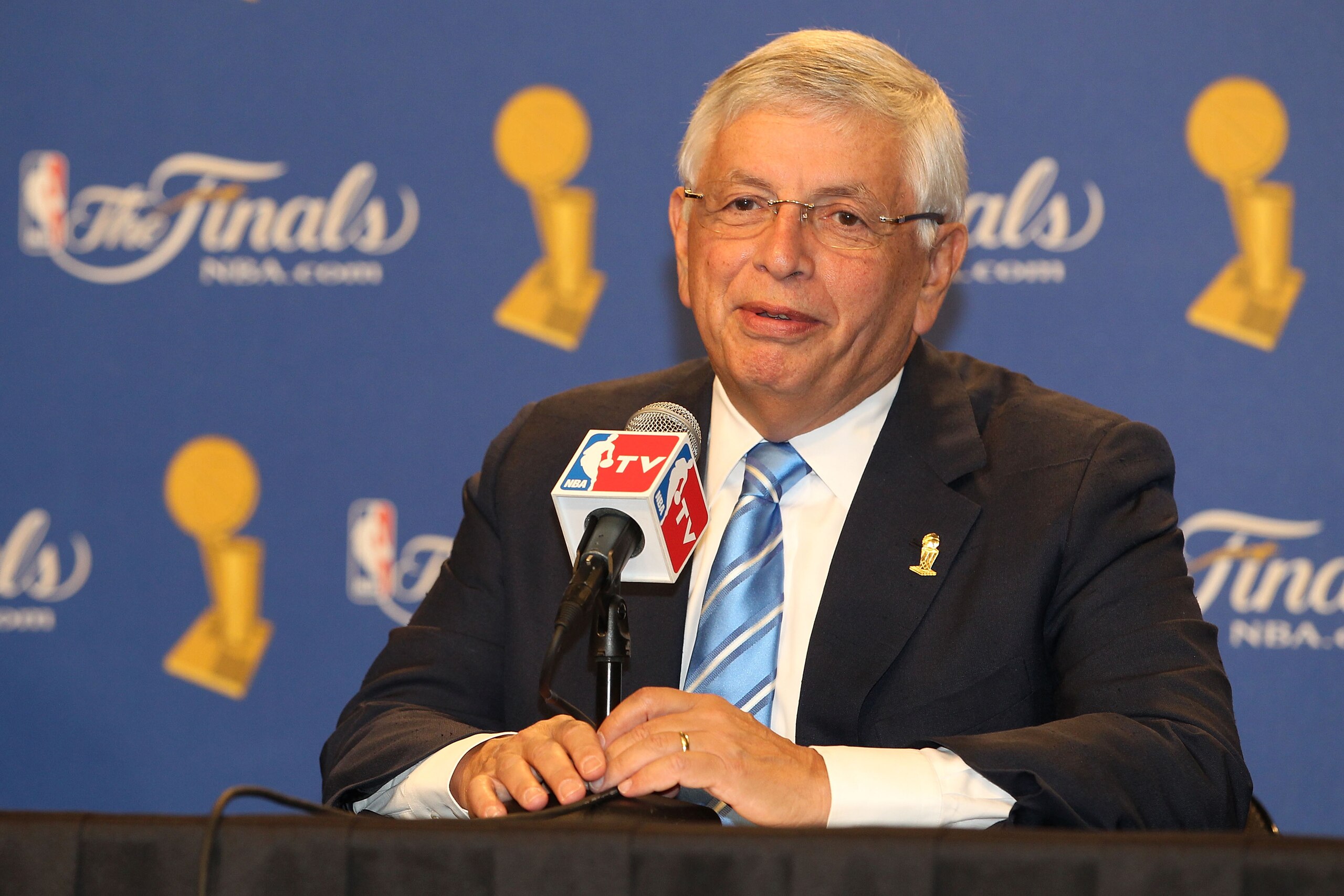 LOS ANGELES, CA - JUNE 03: NBA Commissioner David Stern talks with the media prior to the start of Game One of the 2010 NBA Finals between the Boston Celtics and the Los Angeles Lakers at Staples Center on June 3, 2010 in Los Angeles, California. NOTE T LOS ANGELES, CA - JUNE 03: NBA Commissioner David Stern talks with the media prior to the start of Game One of the 2010 NBA Finals between the Boston Celtics and the Los Angeles Lakers at Staples Center on June 3, 2010 in Los Angeles, California. NOTE T