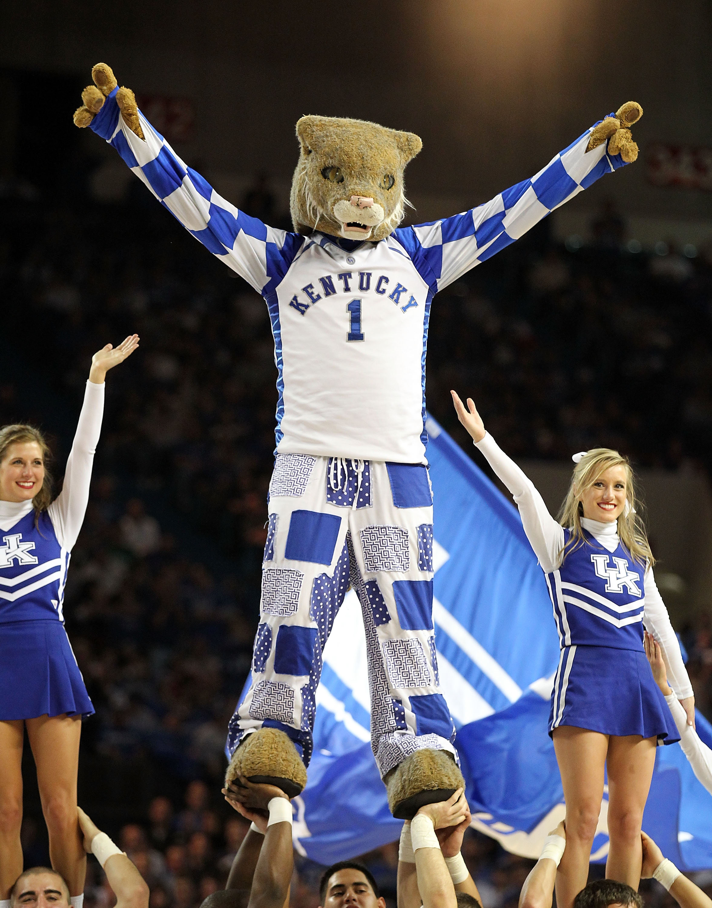 LOUISVILLE, KY - DECEMBER 08:  The Kentucky Wildcats mascot performs during the game against the Notre Dame Fighting Irish in the 2010 DIRECTV SEC/BIG EAST Invitational at Freedom Hall on December 8, 2010 in Louisville, Kentucky.  (Photo by Andy Lyons/Get