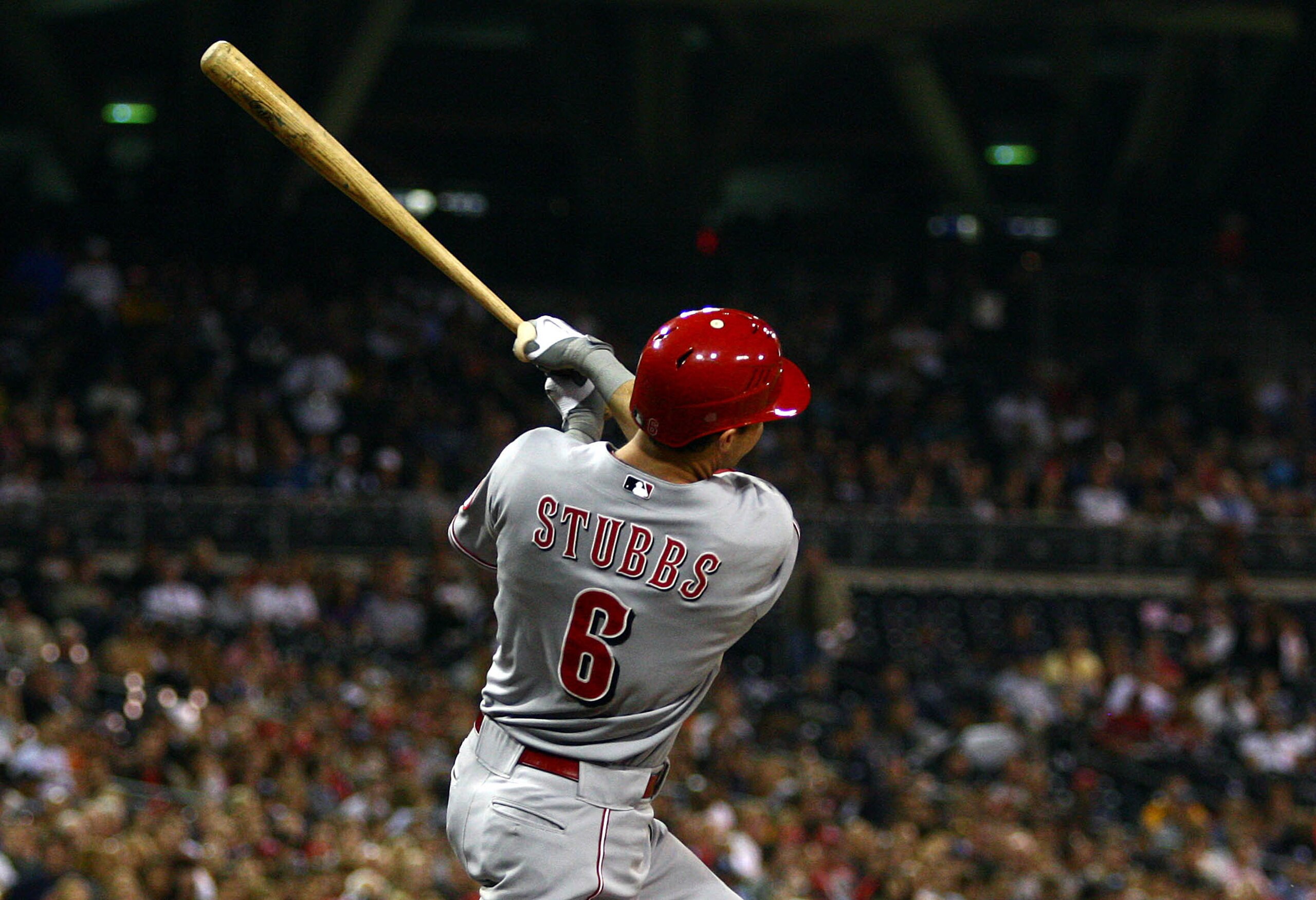 SAN DIEGO, CA - SEPTEMBER 24:  Drew Stubbs #6 of Cincinnati Reds hits a solo home run against the San Diego Padres during the second inning of their MLB game on September 24, 2010 at PETCO Park in San Diego, California. (Photo by Donald Miralle/Getty Imag