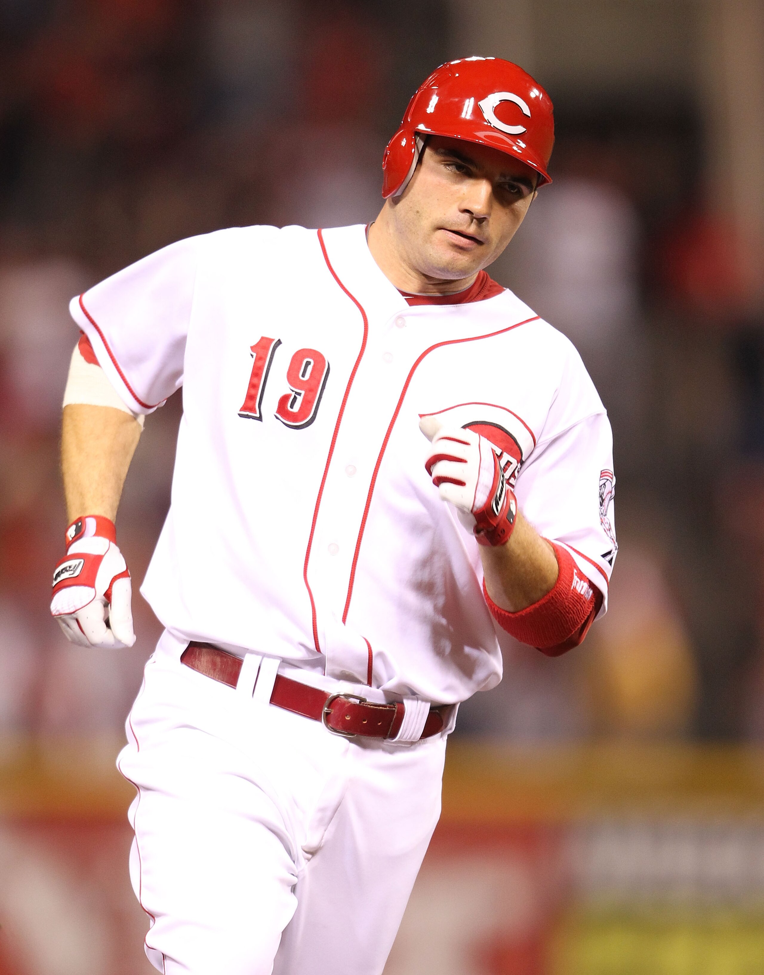CINCINNATI - SEPTEMBER 11: Joey Votto #19 of the Cincinnati Reds runs the bases after hitting a game winning home run during the game against the Pittsburg Pirates at Great American Ball Park on September 11, 2010 in Cincinnati, Ohio. The Reds won 5-4 ( CINCINNATI - SEPTEMBER 11: Joey Votto #19 of the Cincinnati Reds runs the bases after hitting a game winning home run during the game against the Pittsburg Pirates at Great American Ball Park on September 11, 2010 in Cincinnati, Ohio. The Reds won 5-4 (