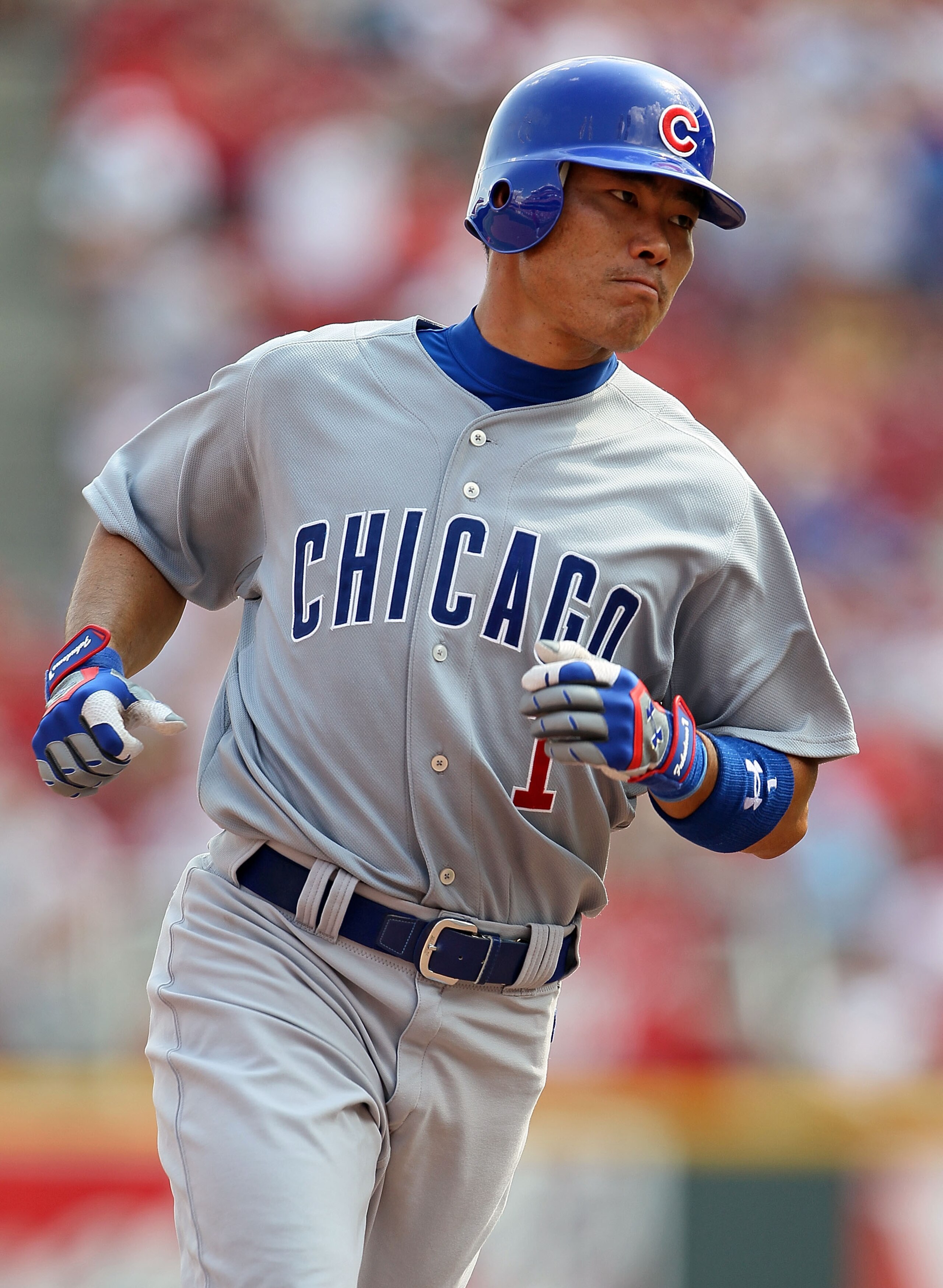 CINCINNATI - AUGUST 29: Kosuke Fukudome #1 of the Chicago Cubs is pictured after hitting a home run during the game against the Cincinnati Reds at Great American Ball Park on August 29, 2010 in Cincinnati, Ohio. (Photo by Andy Lyons/Getty Images) CINCINNATI - AUGUST 29: Kosuke Fukudome #1 of the Chicago Cubs is pictured after hitting a home run during the game against the Cincinnati Reds at Great American Ball Park on August 29, 2010 in Cincinnati, Ohio. (Photo by Andy Lyons/Getty Images)