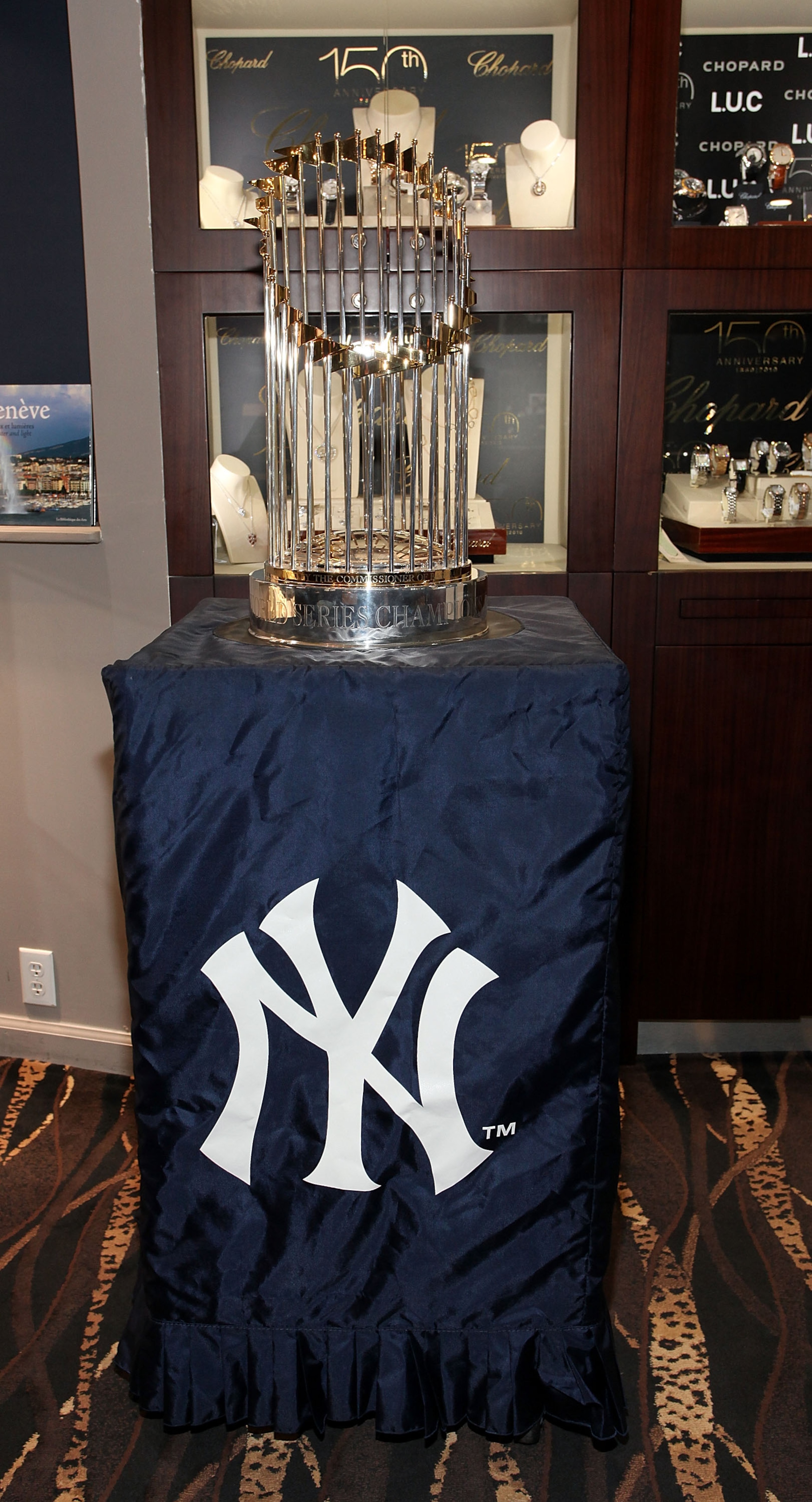 GREENWICH, CT - NOVEMBER 12: 2009 World Series Yankees Trophy at Manfredi Jewels on November 12, 2010 in Greenwich, Connecticut. (Photo by Donald Bowers/Getty Images for Manfredi Jewels) GREENWICH, CT - NOVEMBER 12: 2009 World Series Yankees Trophy at Manfredi Jewels on November 12, 2010 in Greenwich, Connecticut. (Photo by Donald Bowers/Getty Images for Manfredi Jewels)