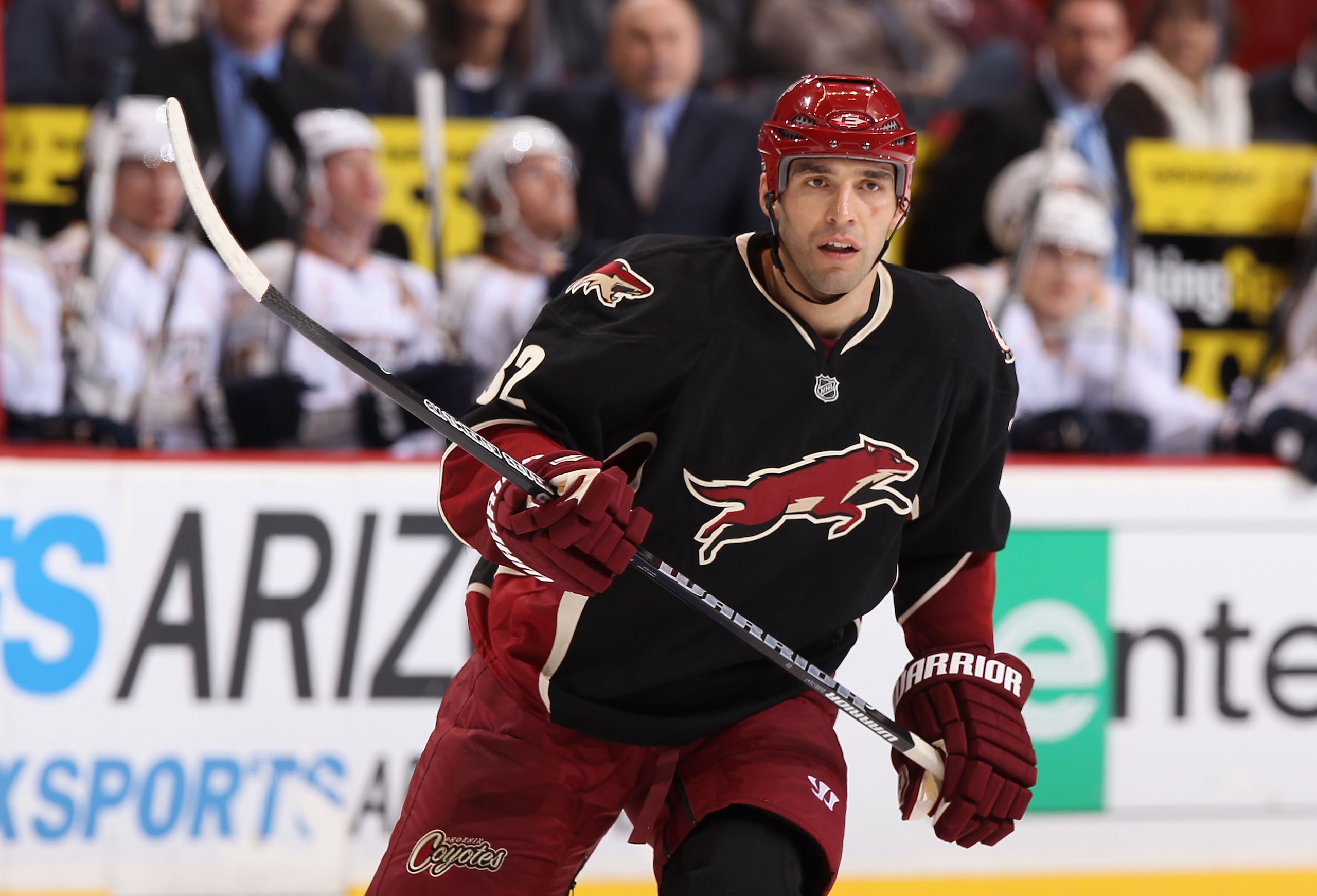 GLENDALE, AZ - JANUARY 18:  Michal Rozsival #32 of the Phoenix Coyotes skates up ice during the NHL game against the Nashville Predators at Jobing.com Arena on January 18, 2011 in Glendale, Arizona. The Predators defeated the Coyotes 5-2.  (Photo by Chris