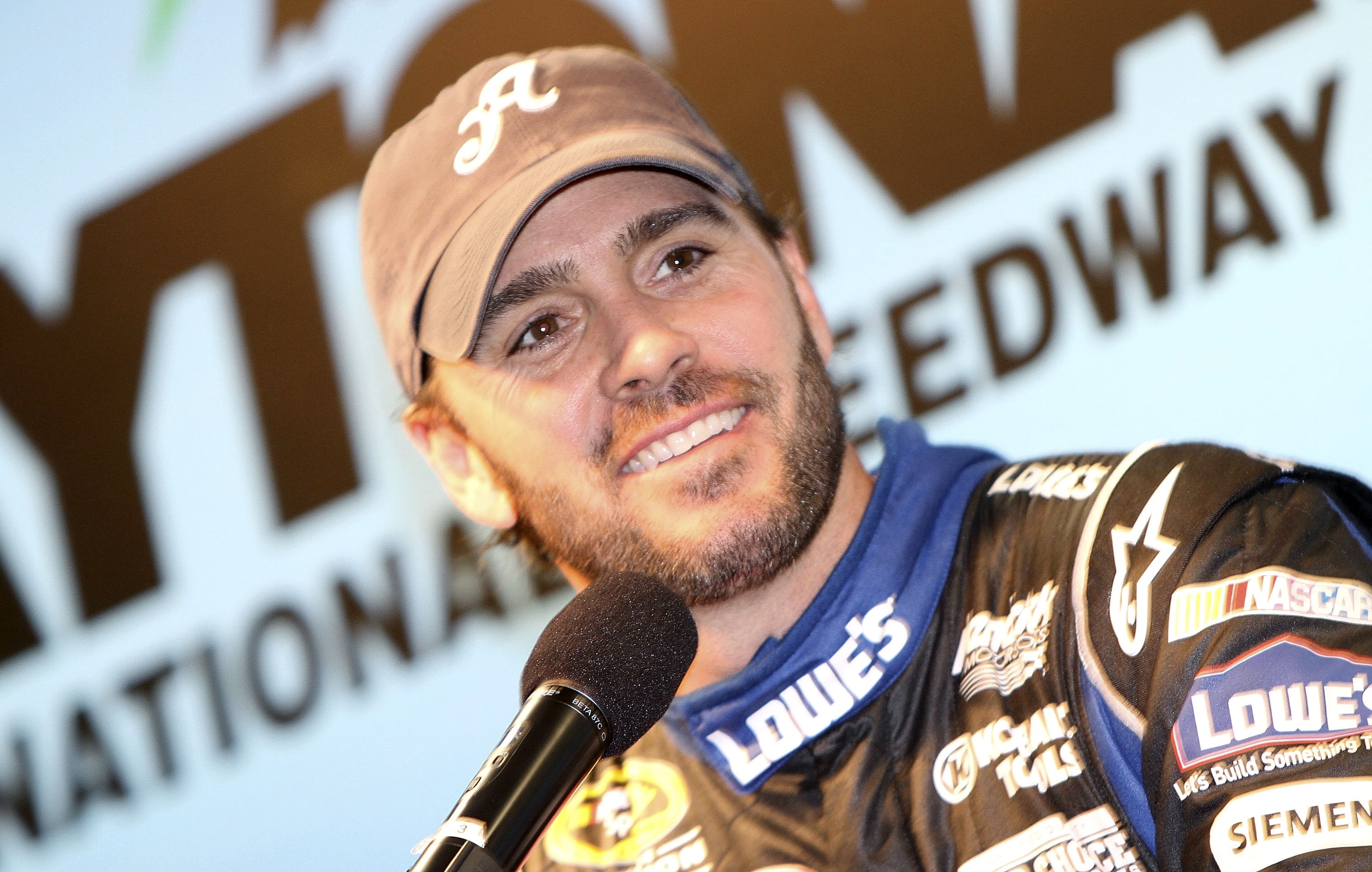 DAYTONA BEACH, FL - JANUARY 20:  Jimmie Johnson, driver of the #48 Lowes Chevrolet addresses the media during testing at Daytona International Speedway on January 20, 2011 in Daytona Beach, Florida.  (Photo by Jerry Markland/Getty Images for NASCAR)